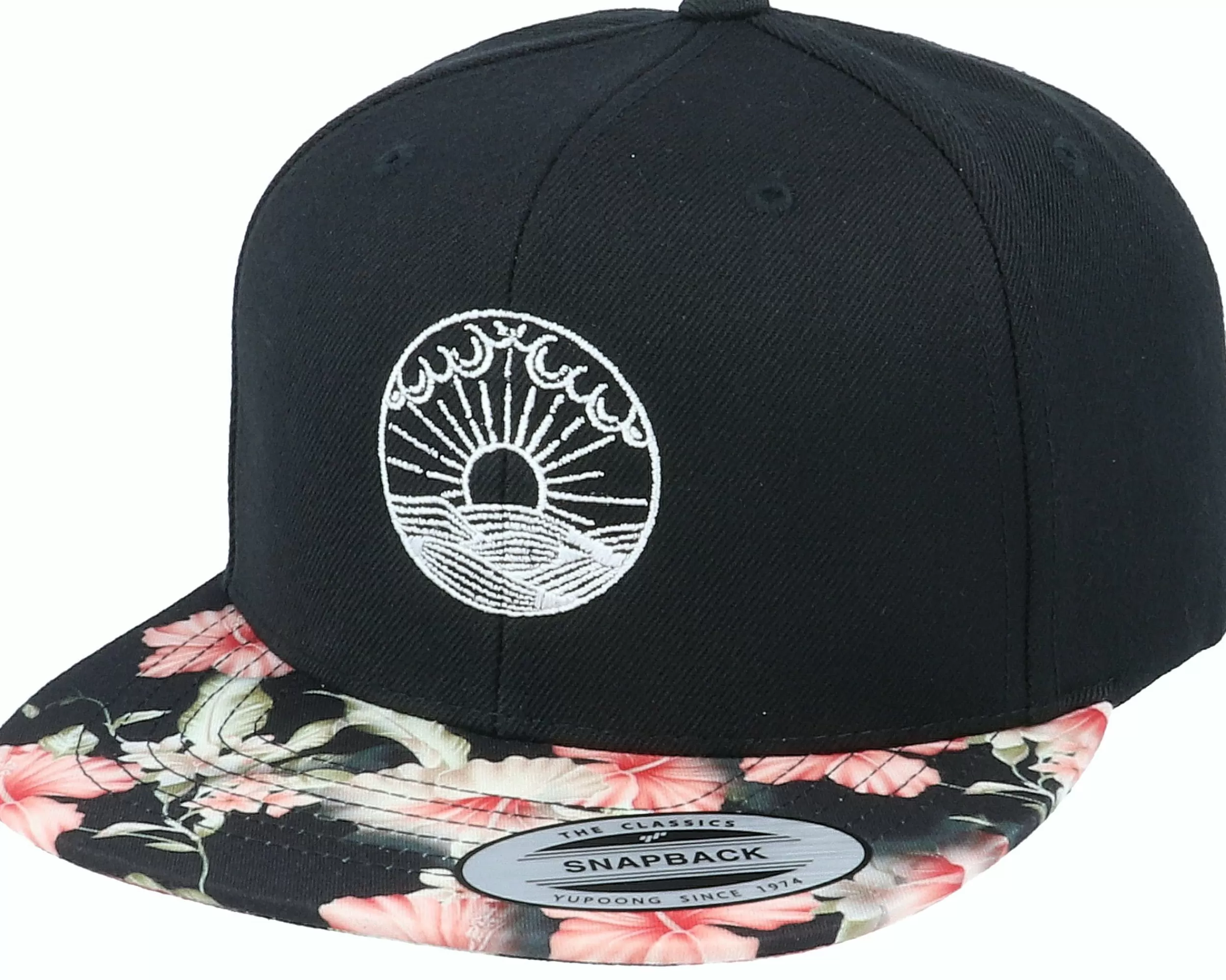 Iconic Ocean Sunset Black/Floral Snapback - -Unisex Snapback