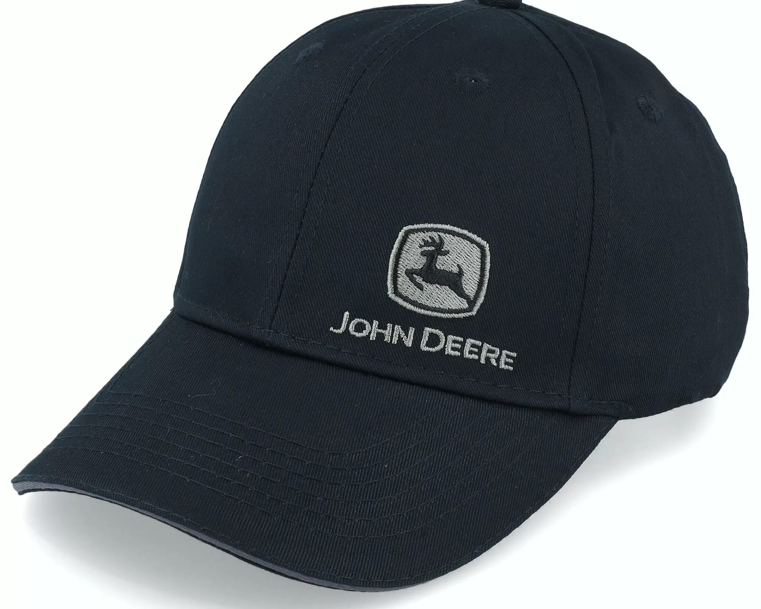 John Deere Offset Embroidery Logo Black Adjustable - -Unisex Adjustable