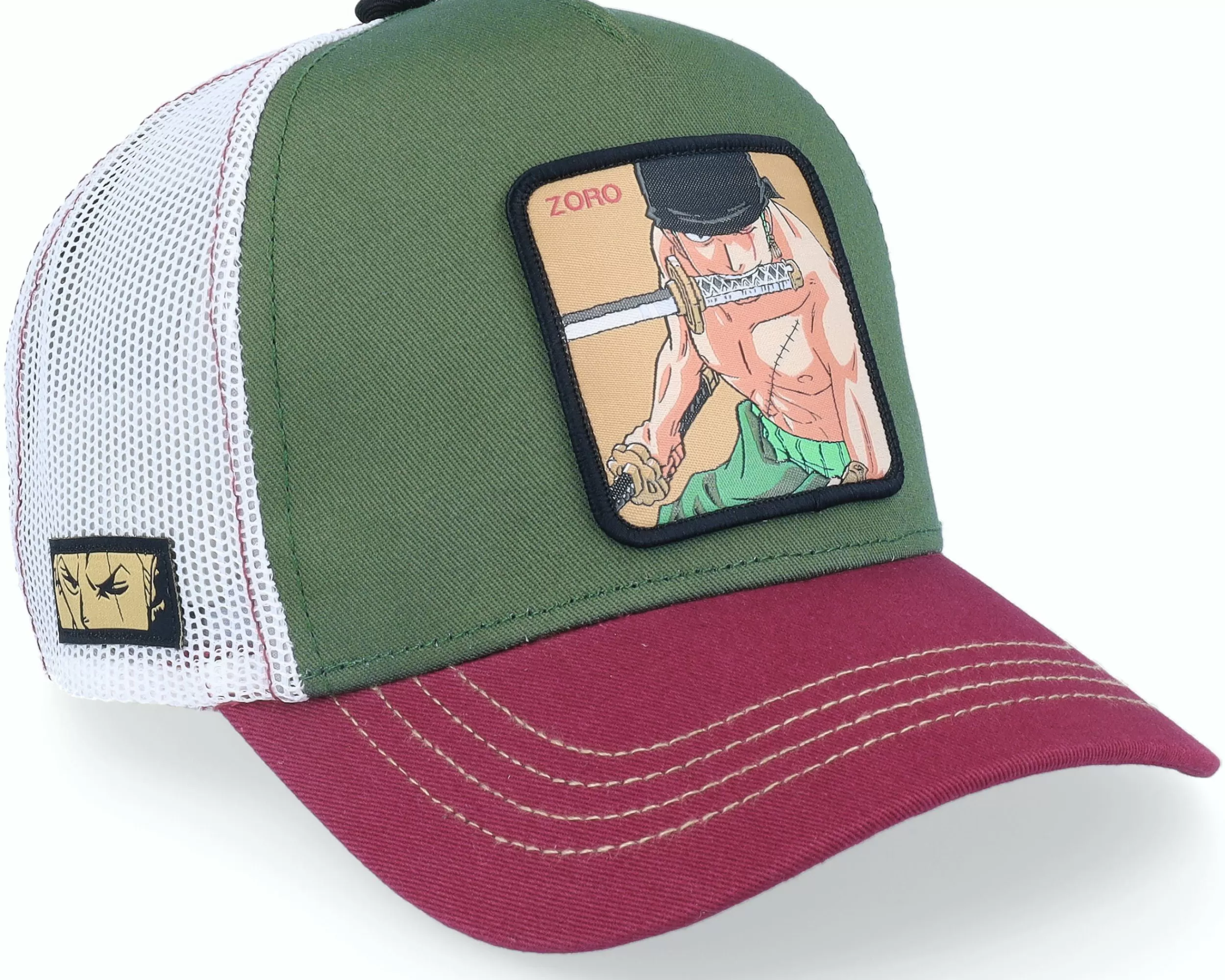 Capslab One Piece Zoro Green/Burgundy/White Trucker - -Unisex Trucker