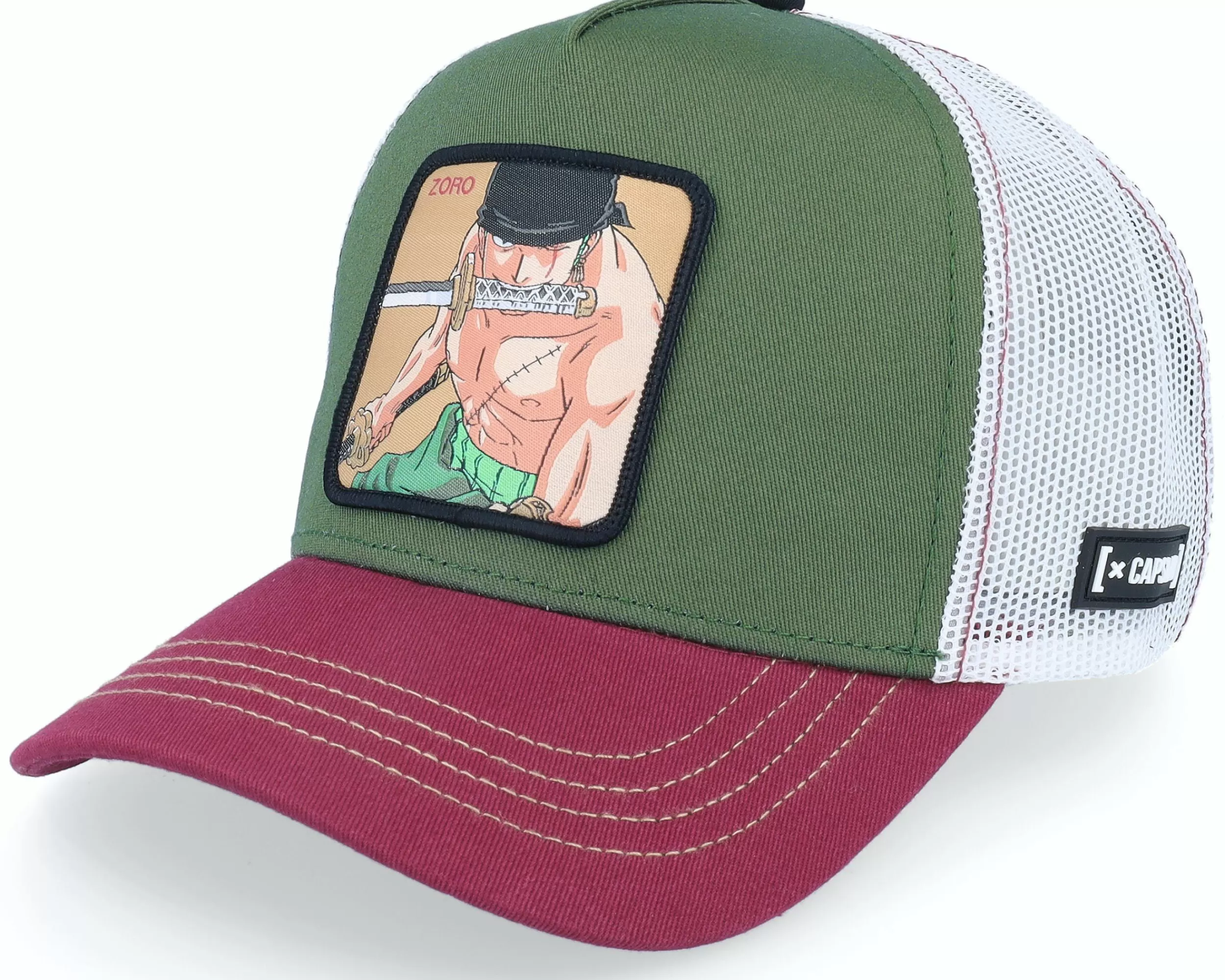 Capslab One Piece Zoro Green/Burgundy/White Trucker - -Unisex Trucker