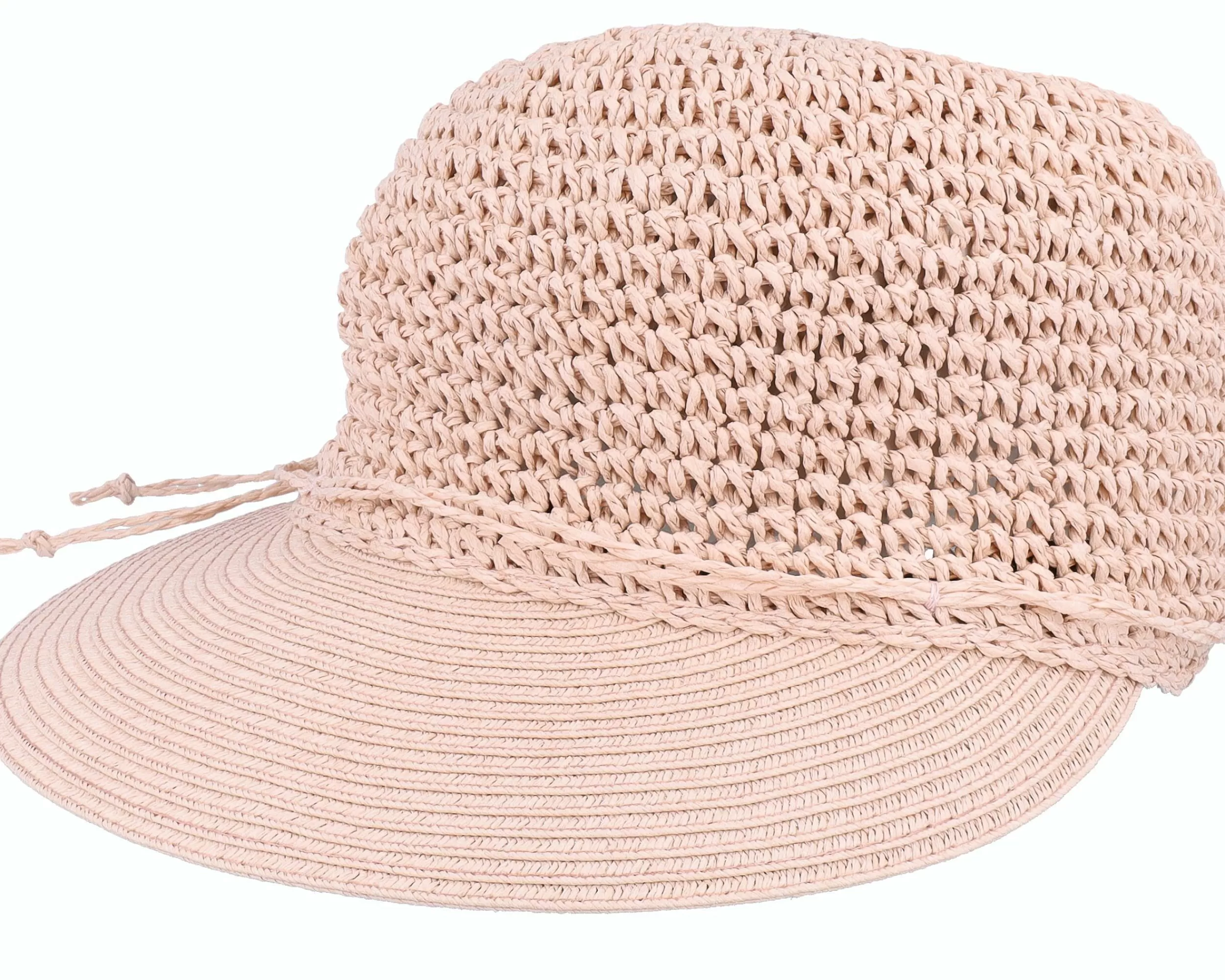 Seeberger Paper Crochet Cap With Big Visor Powder Red Fitted - -Unisex Fitted