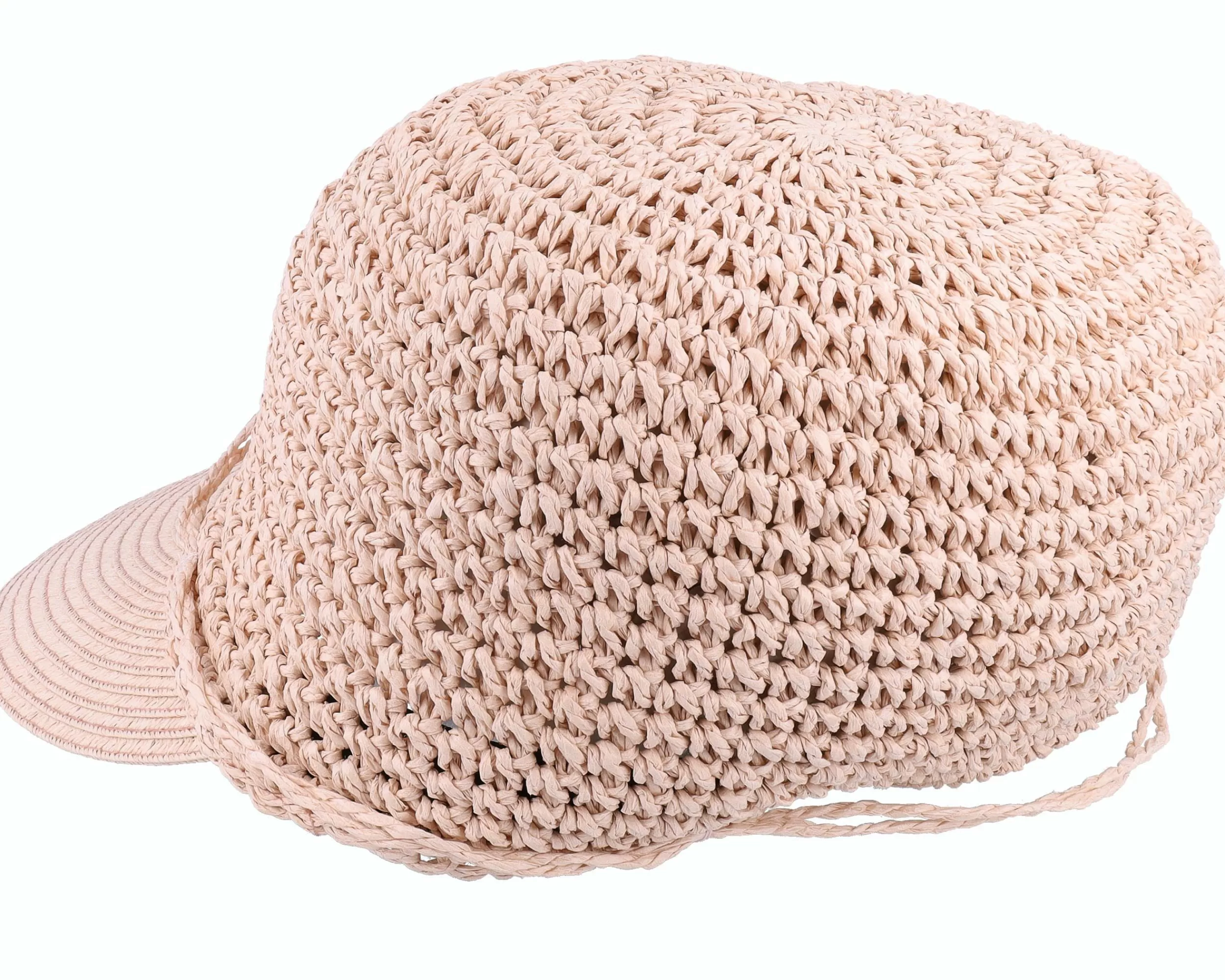 Seeberger Paper Crochet Cap With Big Visor Powder Red Fitted - -Unisex Fitted