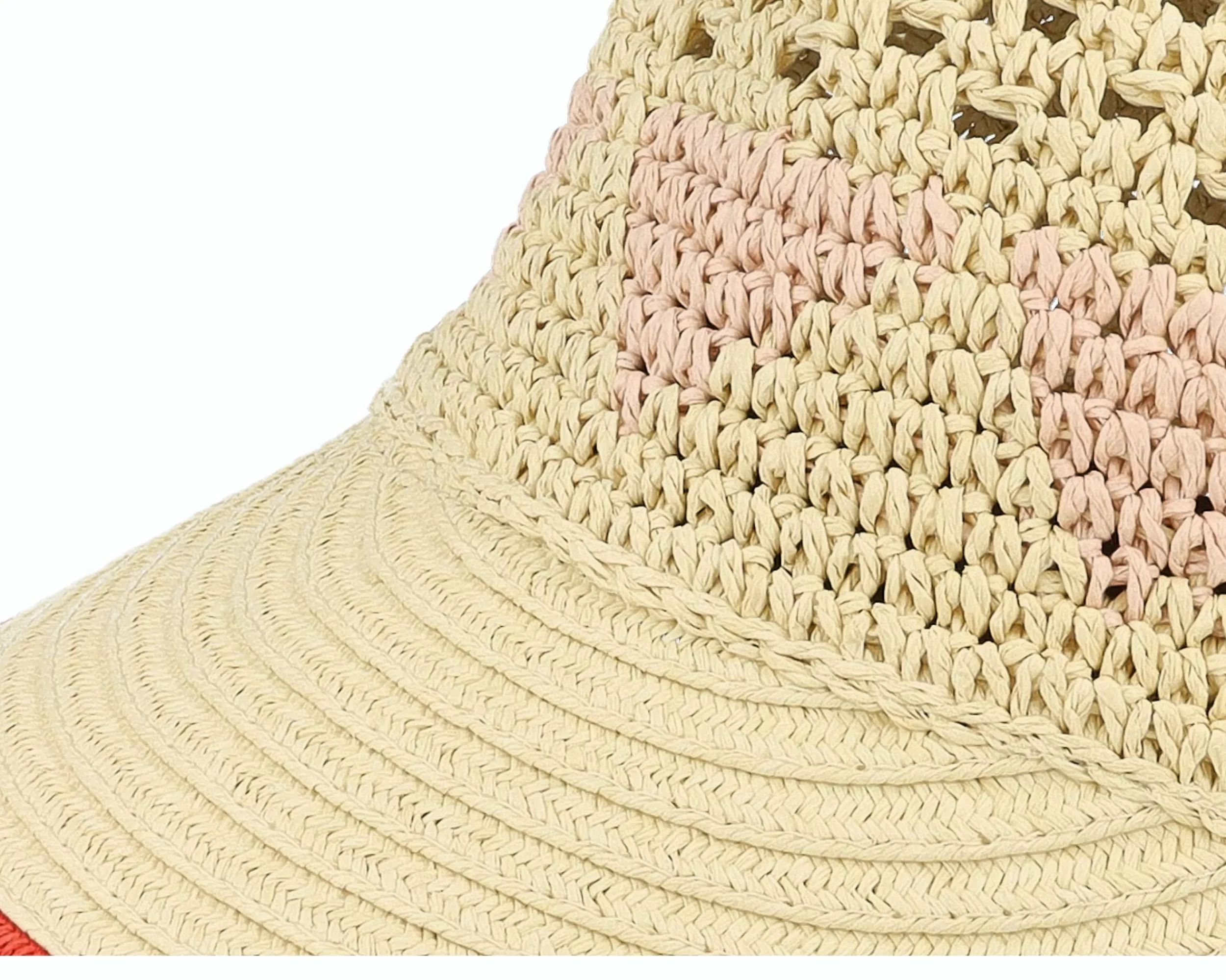 Seeberger Paper Crochet Cap With Fancy Pattern Linen/Orange Fitted - -Unisex Fitted