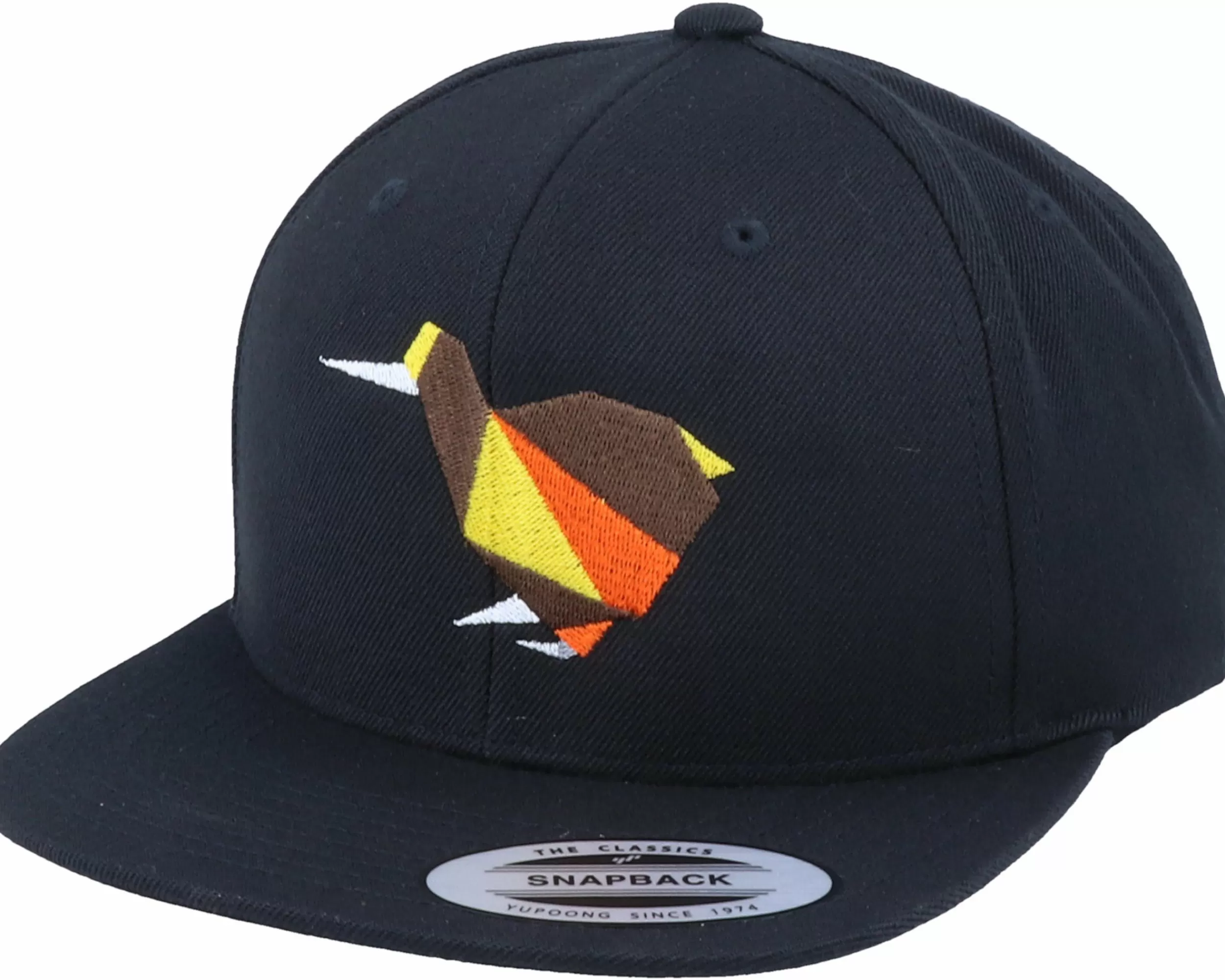 Origami Paper Kiwi Bird Black Snapback - -Unisex Snapback