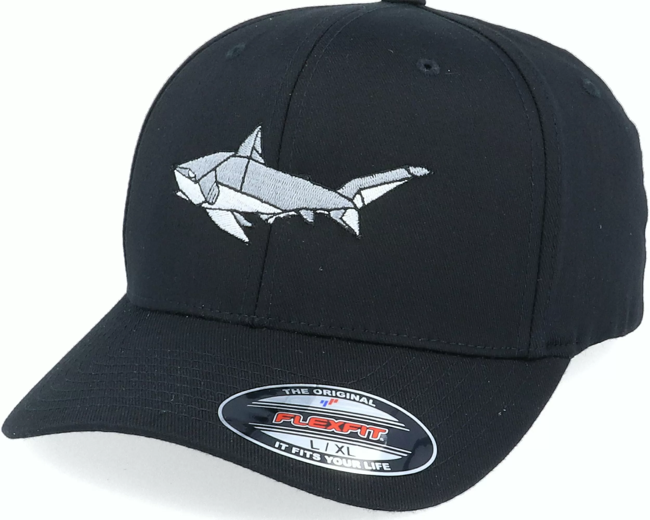 Origami Paper Shark Black Flexfit - -Unisex Flexfit