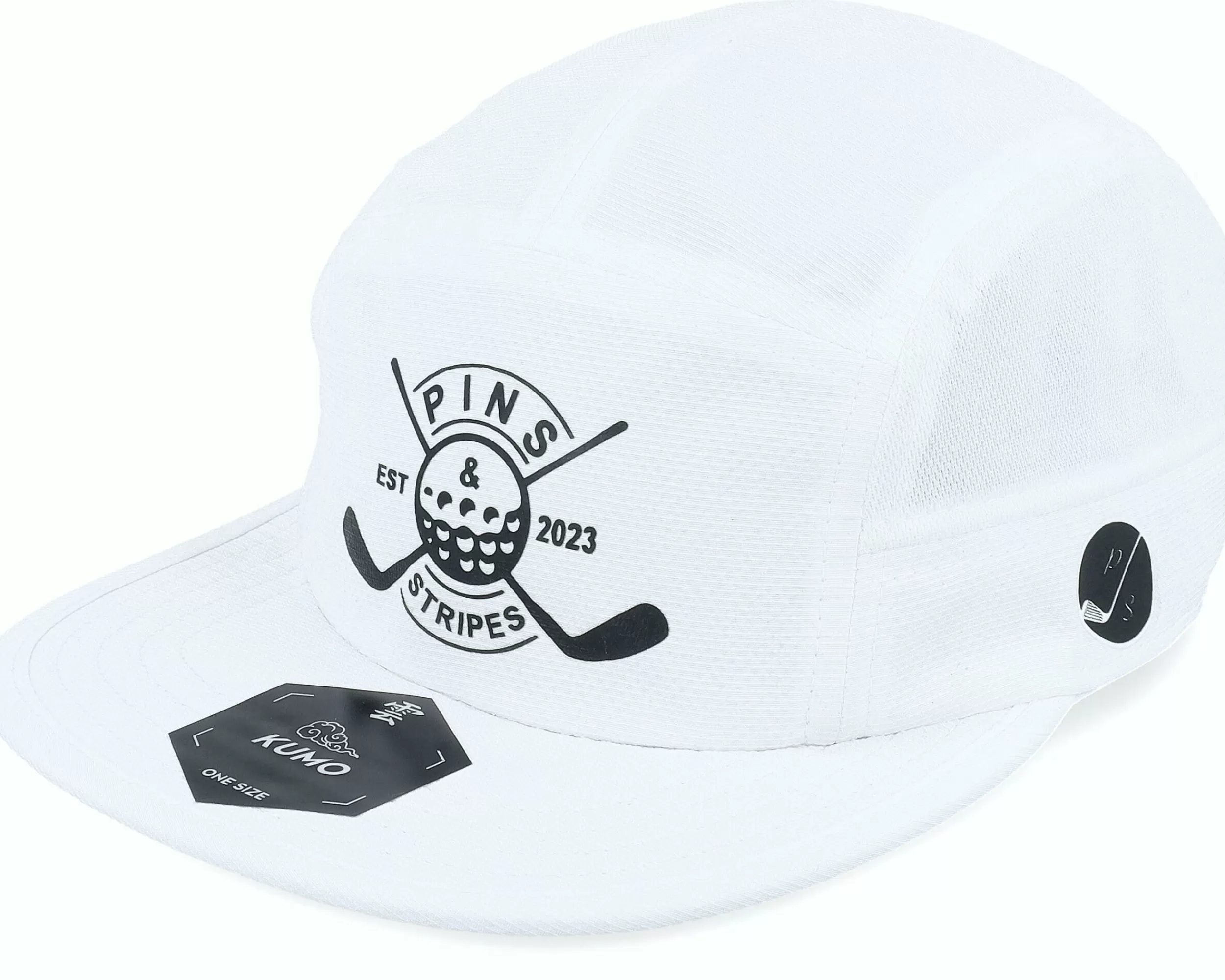 Pins & Stripes Logo White 5-Panel - -Unisex 5-Panel