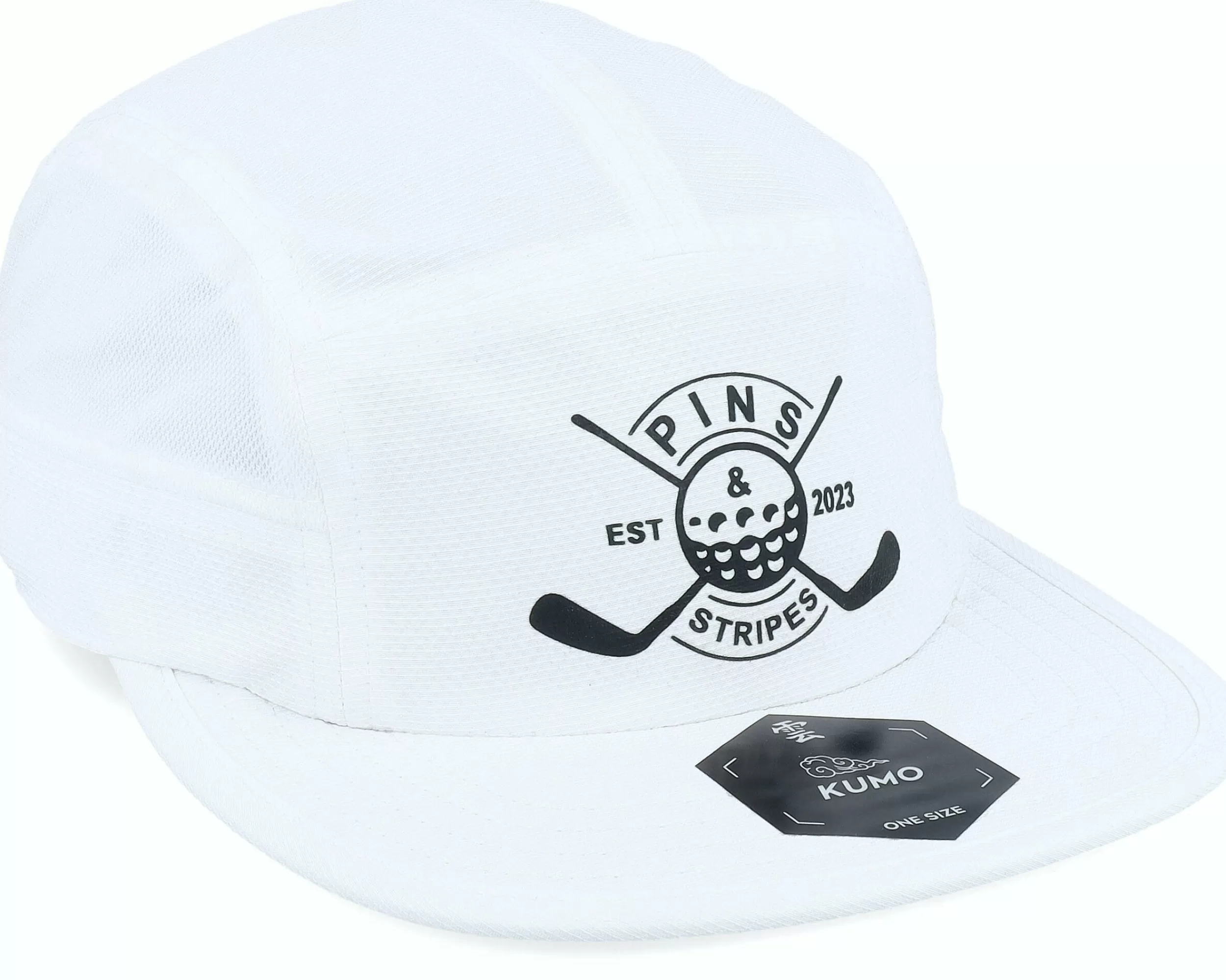 Pins & Stripes Logo White 5-Panel - -Unisex 5-Panel