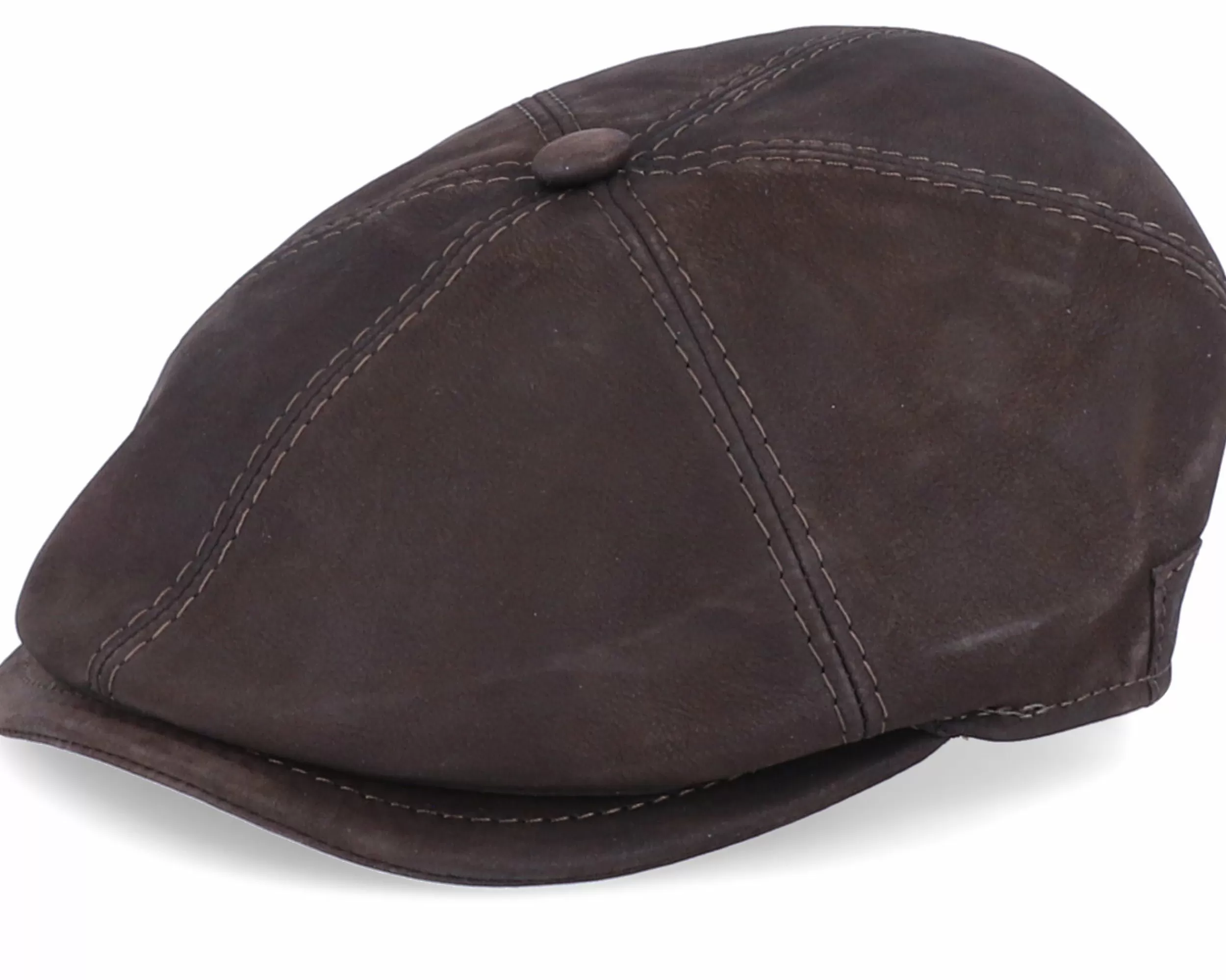 MJM Hats Rebel Nappa Wax Brown Flat Cap - -Unisex Flat Caps