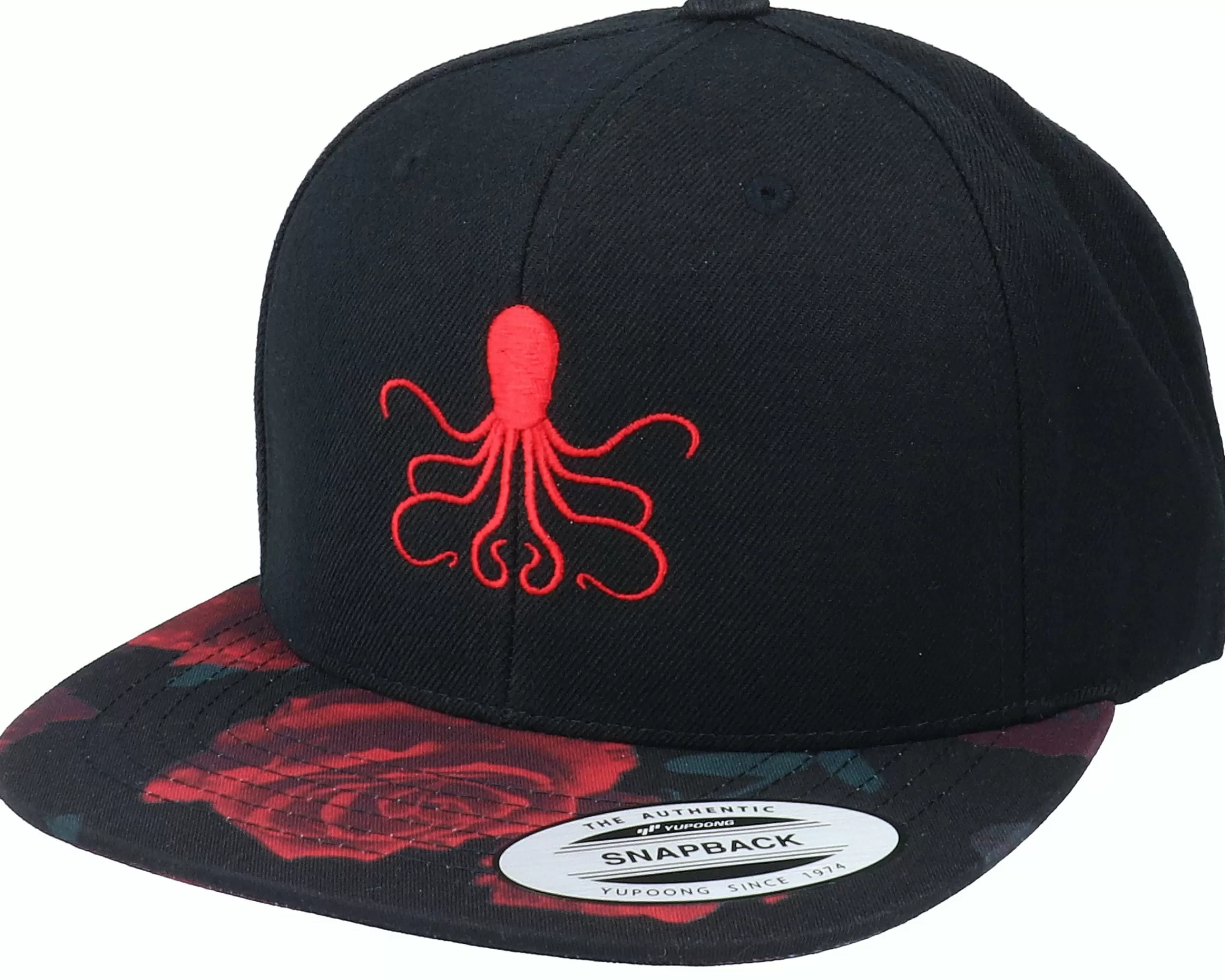 Iconic Red Octopus Silhouette Black/Rose Snapback - -Unisex Snapback