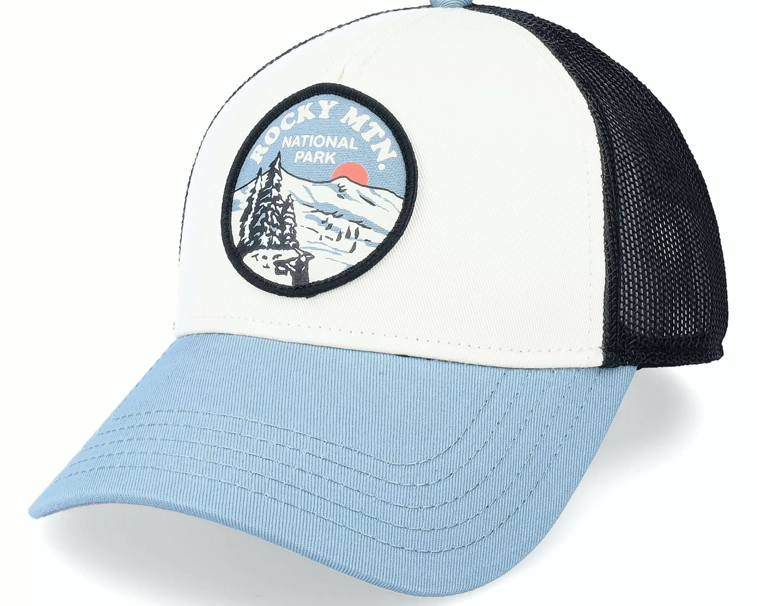 American Needle Rocky Mountain Valin Black/Ivory/Blue Trucker - -Unisex Trucker