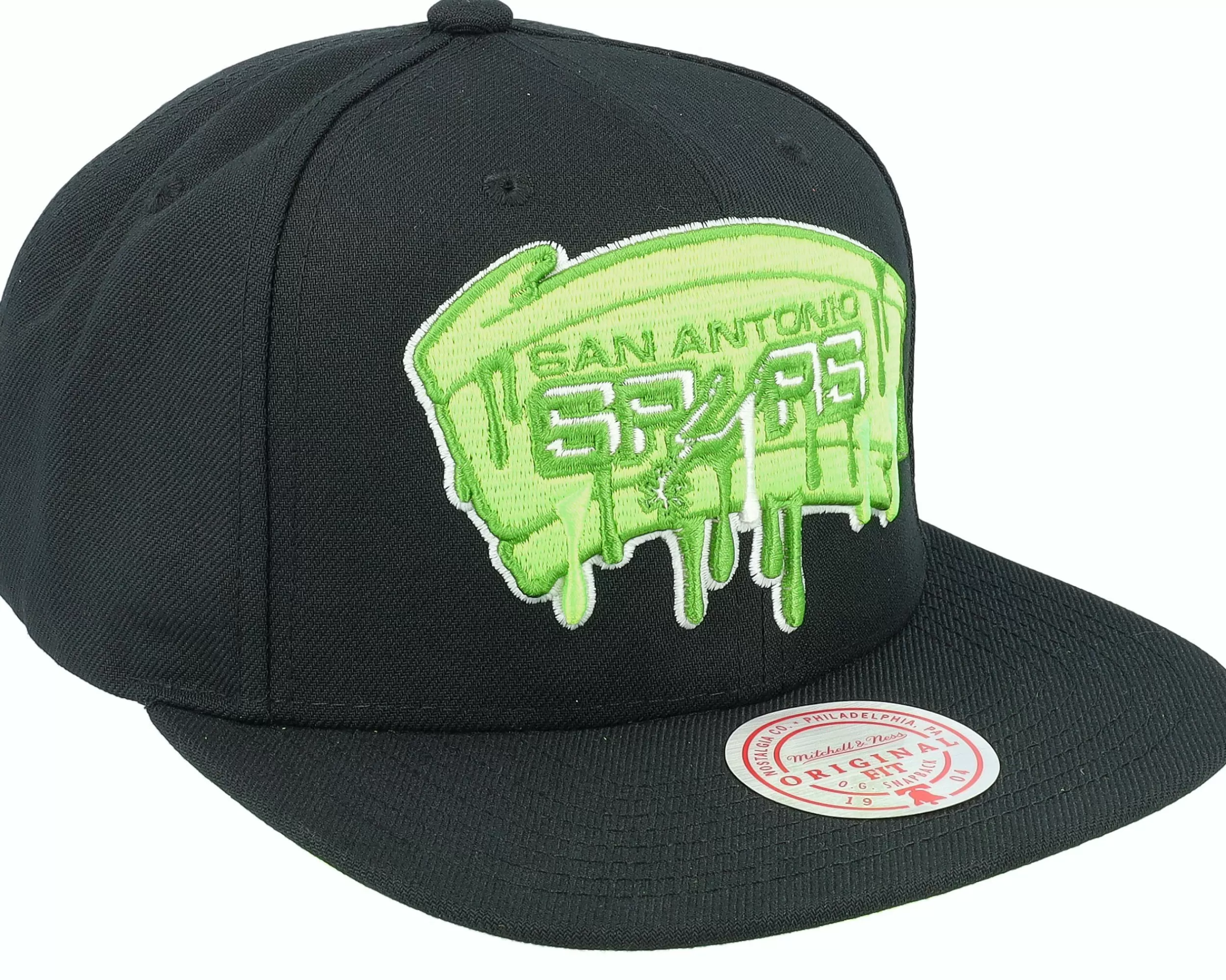 Mitchell & Ness San Antonio Spurs Slime Drip Black Snapback - -Unisex Snapback