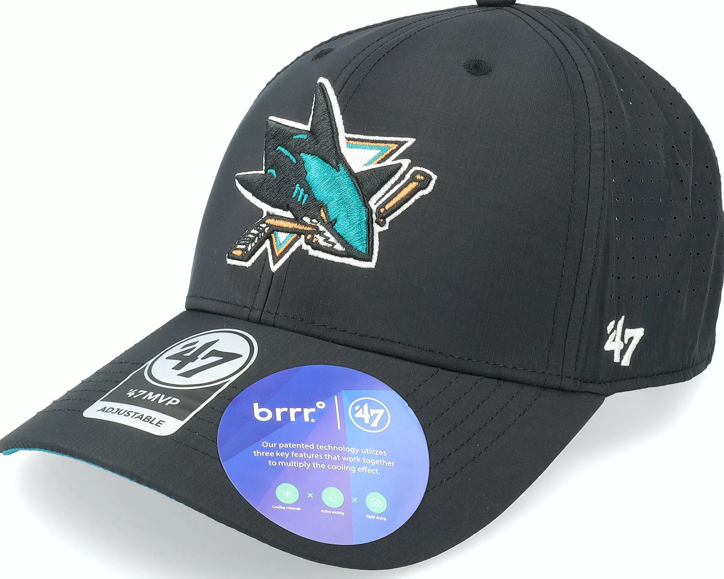 47 Brand San Jose Sharks Nhl Back Line Mvp Black Adjustable - -Unisex Adjustable