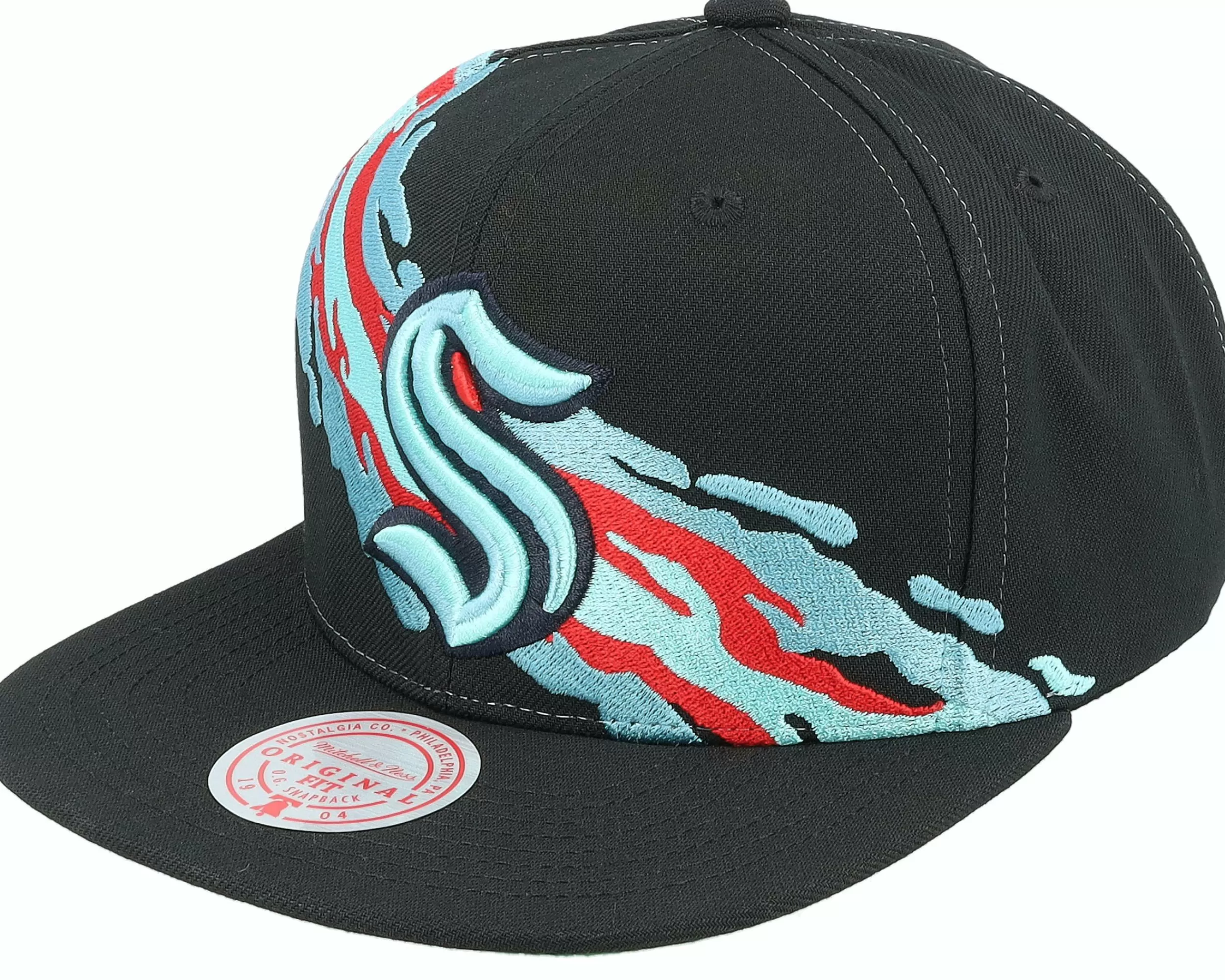 Mitchell & Ness Seattle Kraken Vintage Paintbrush Black Snapback - -Unisex Snapback