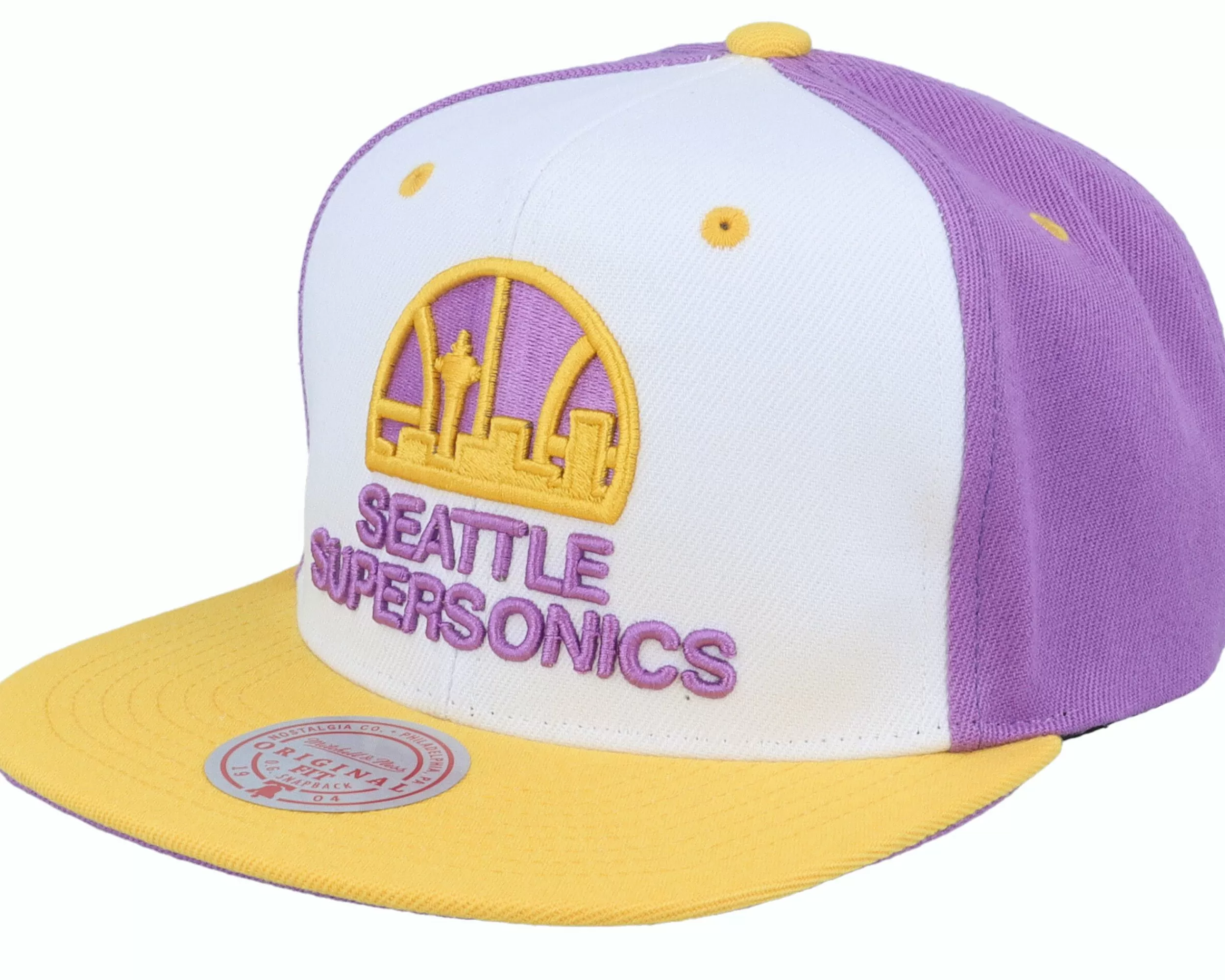 Mitchell & Ness Seattle Supersonics Brotherhood White/Purple Snapback - -Unisex Snapback