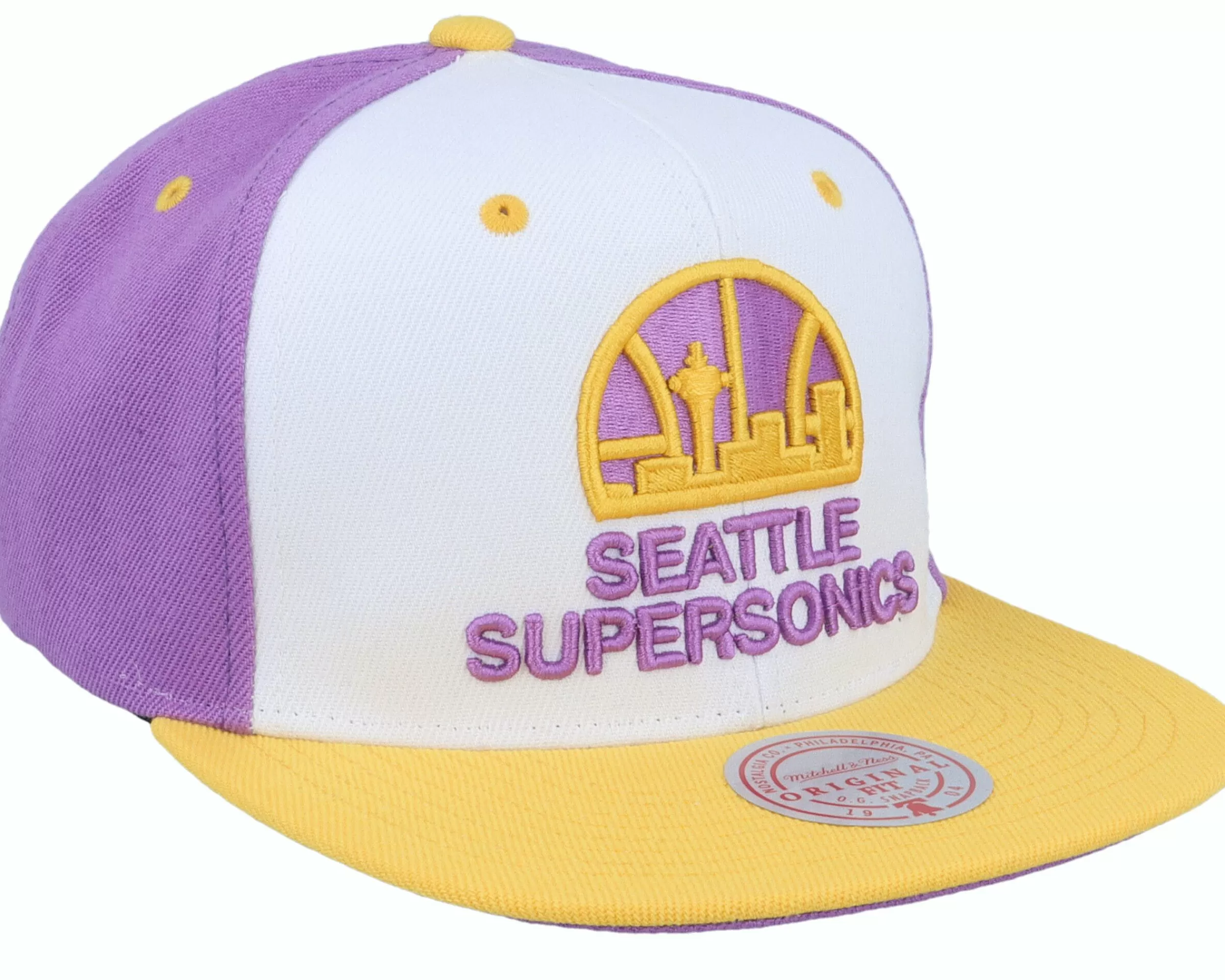 Mitchell & Ness Seattle Supersonics Brotherhood White/Purple Snapback - -Unisex Snapback