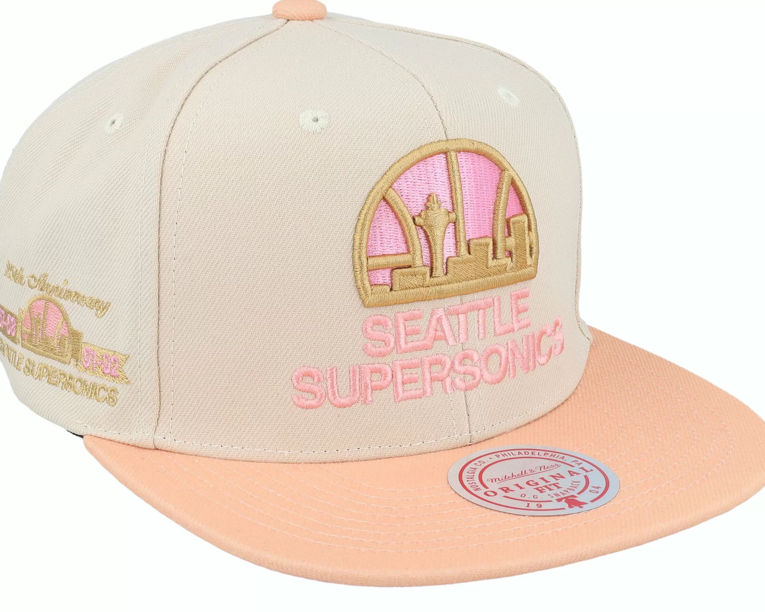 Mitchell & Ness Seattle Supersonics Lovers Lane Off White/Peach Snapback - -Unisex Snapback