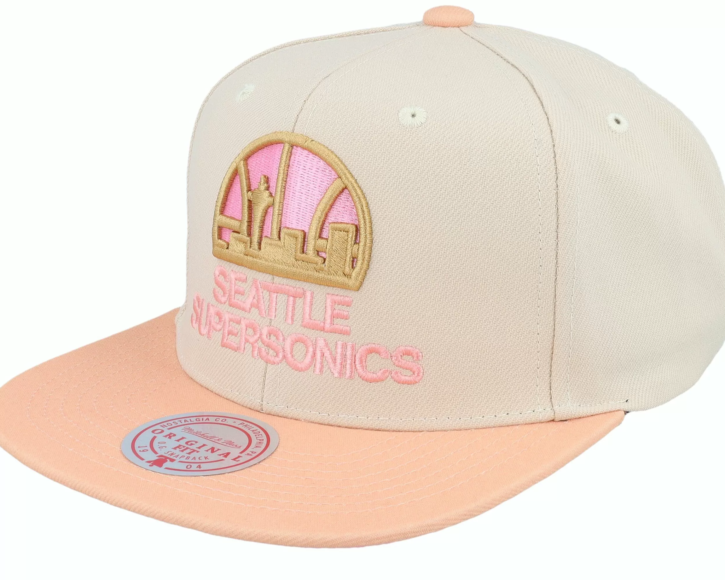 Mitchell & Ness Seattle Supersonics Lovers Lane Off White/Peach Snapback - -Unisex Snapback