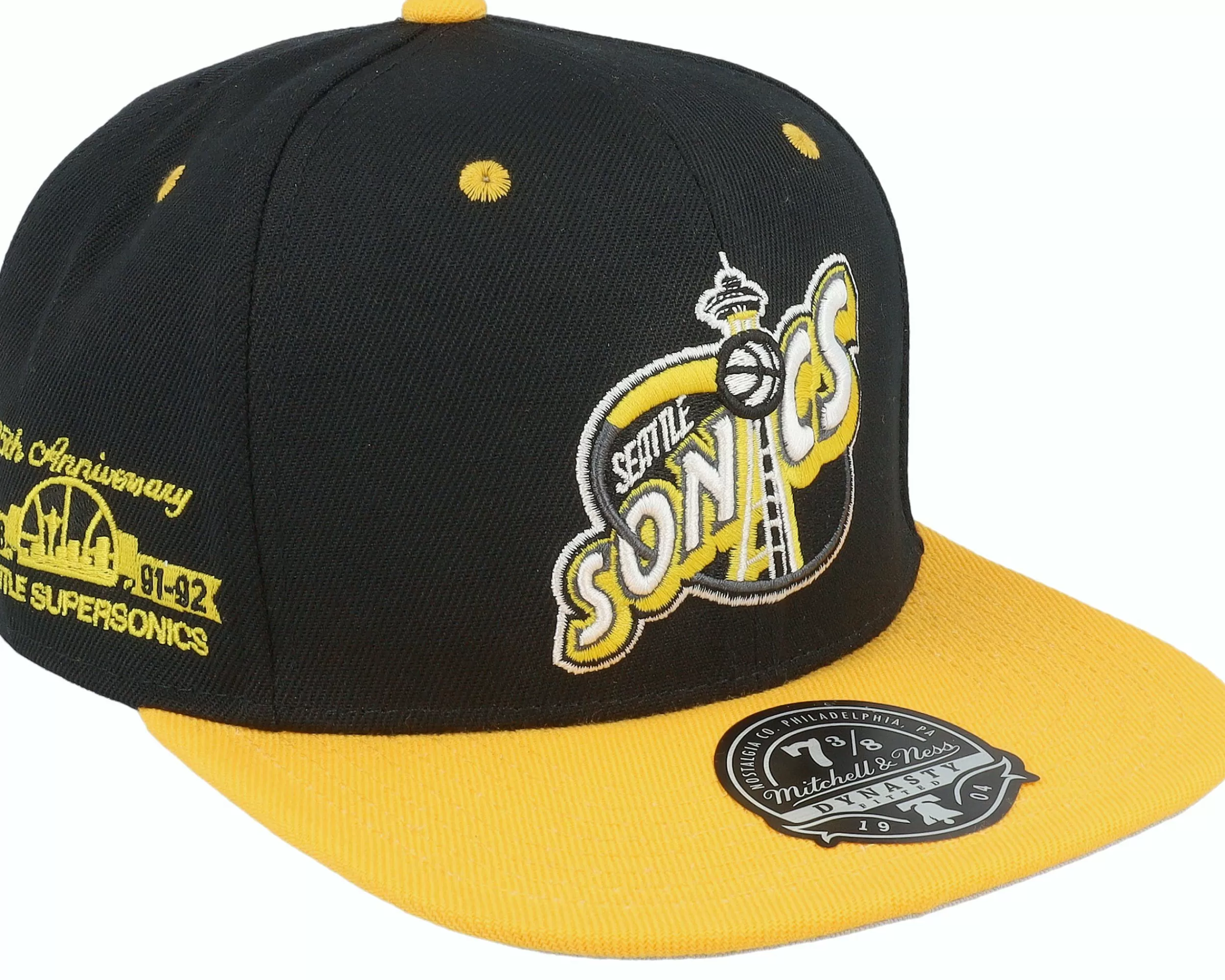 Mitchell & Ness Seattle Supersonics Yellow Toe Black/Yellow Fitted - -Unisex Fitted