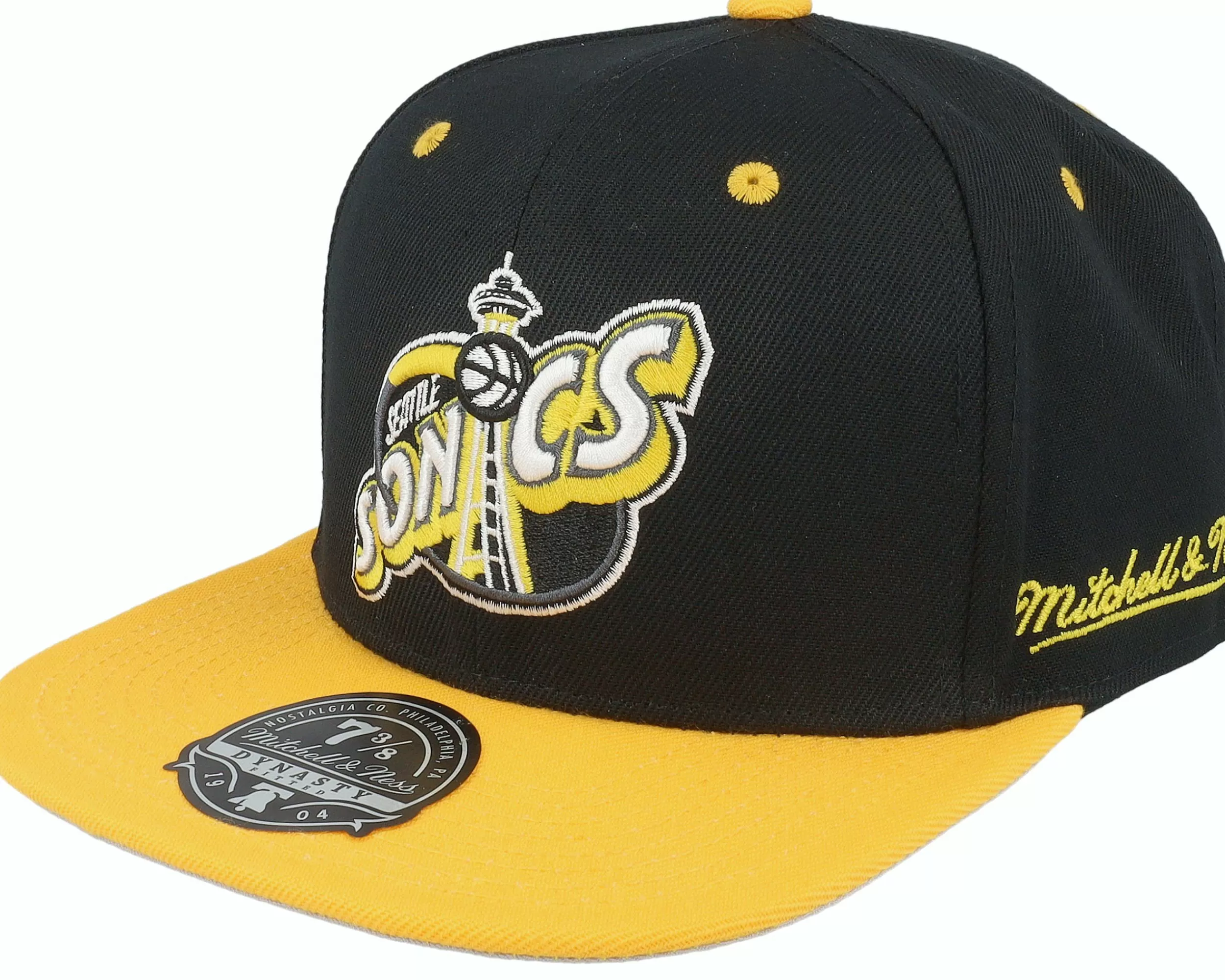 Mitchell & Ness Seattle Supersonics Yellow Toe Black/Yellow Fitted - -Unisex Fitted