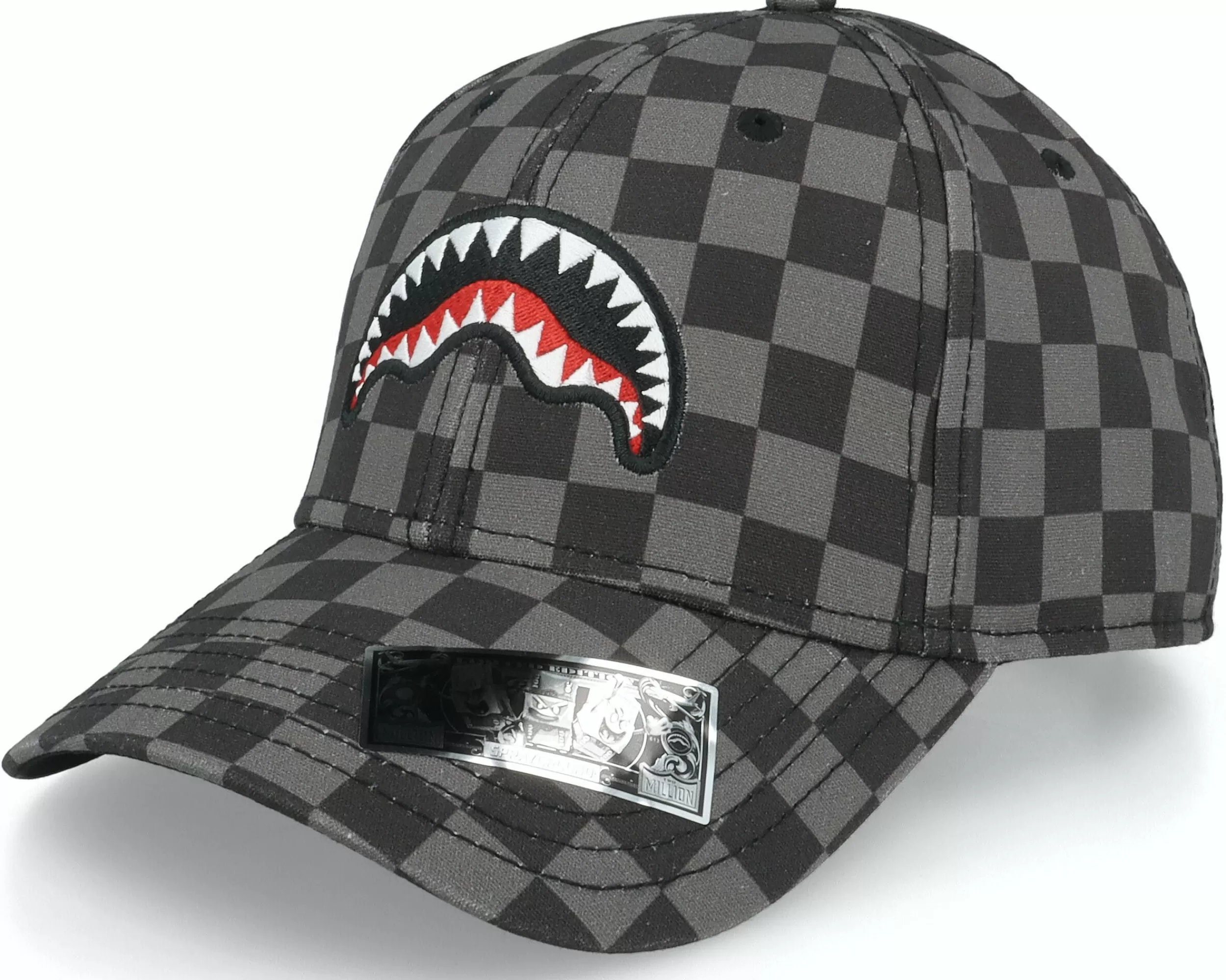 Sprayground Smooth Check Cap Grey Adjustable - -Unisex Adjustable