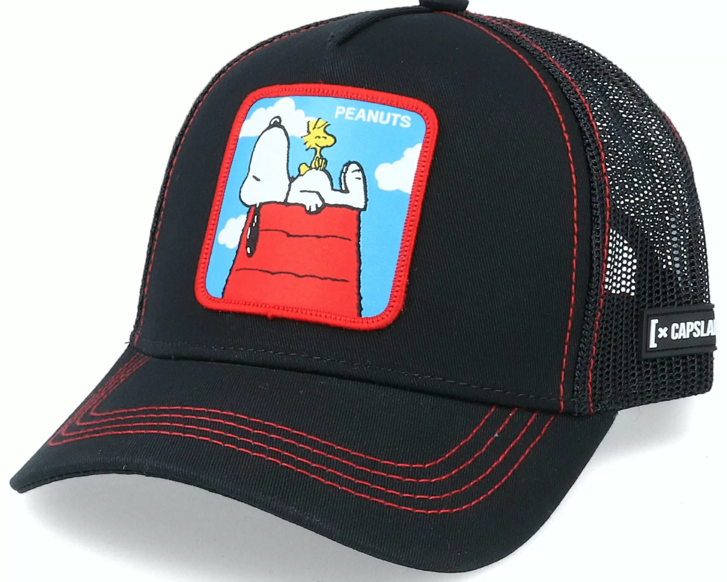 Capslab Snoopy & Woodstock Peanuts Black Trucker - -Unisex Trucker