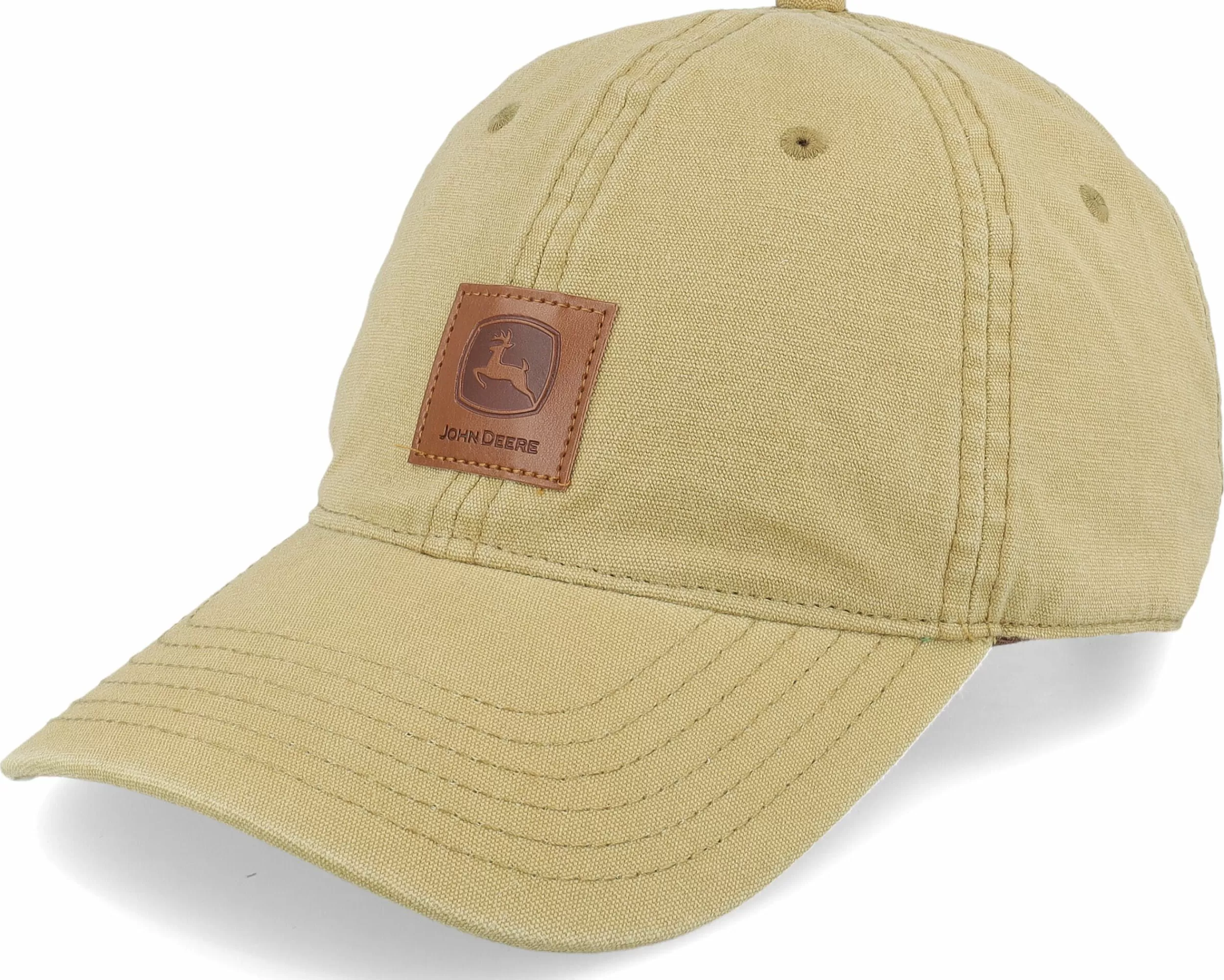 John Deere Stone Washed Logo Light Brown Dad Cap - -Unisex Dad Cap