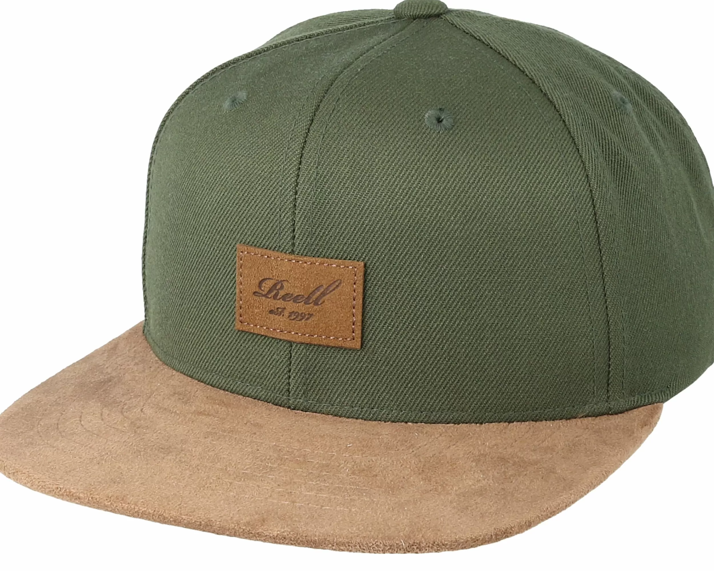 Reell Suede Dark Olive Snapback - -Unisex Snapback