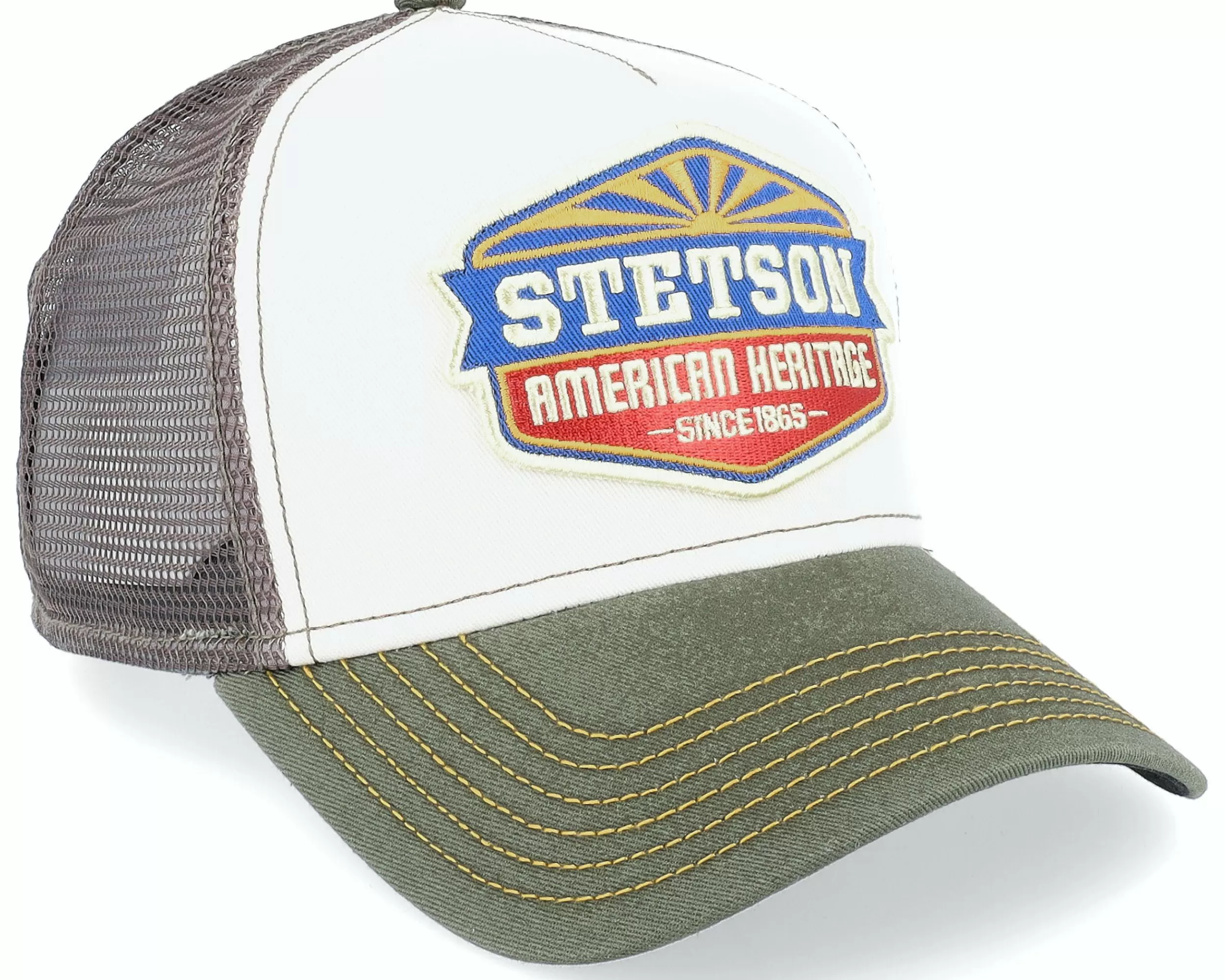 Stetson Sun White/Olive Trucker - -Unisex Trucker