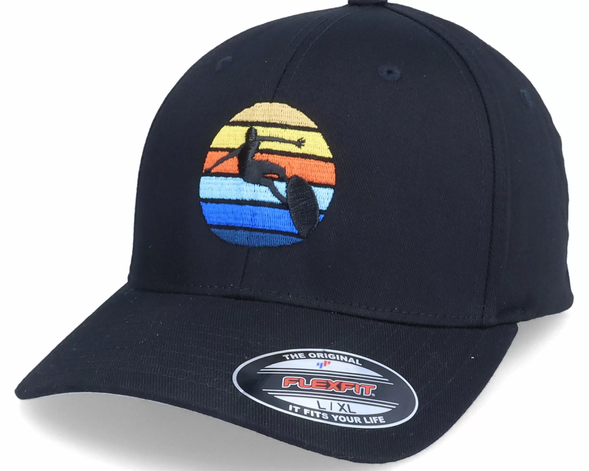 Iconic Surfer Boy Sunset Black Flexfit - -Unisex Flexfit