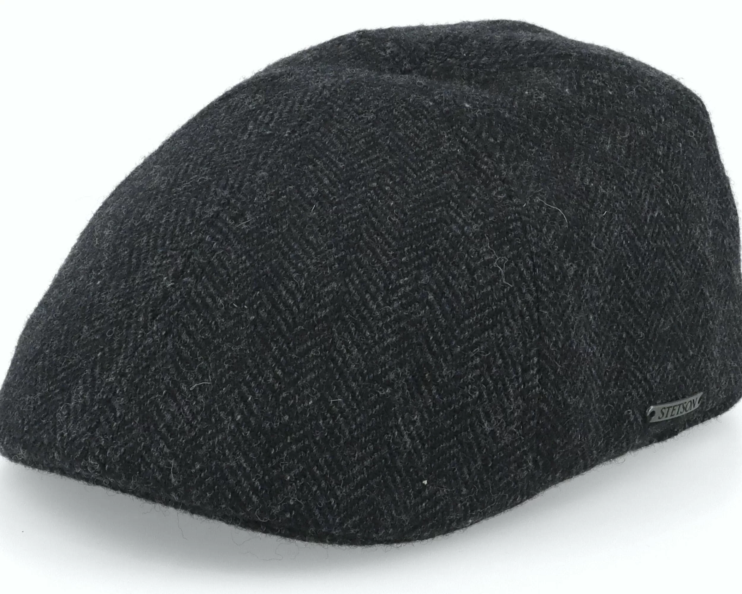 Stetson Texas 1 Wool Herringbone Black Flat Cap - -Unisex Flat Caps