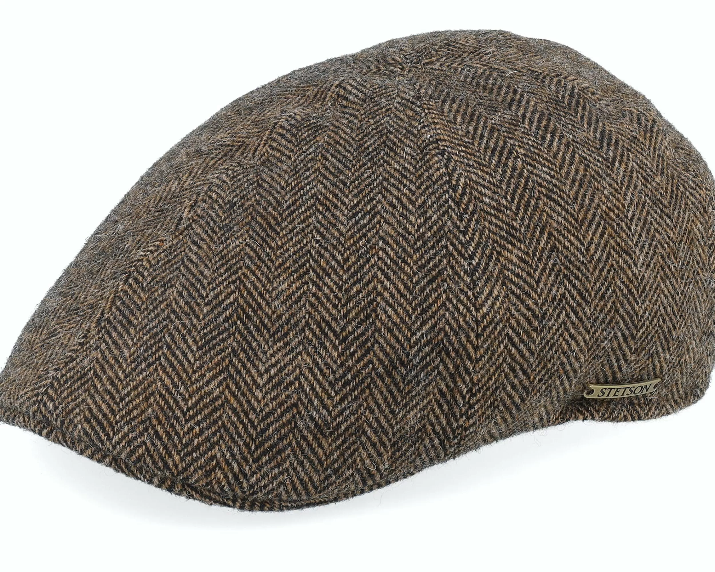 Stetson Texas Wool Herringbone Brown Flat Cap - -Unisex Flat Caps