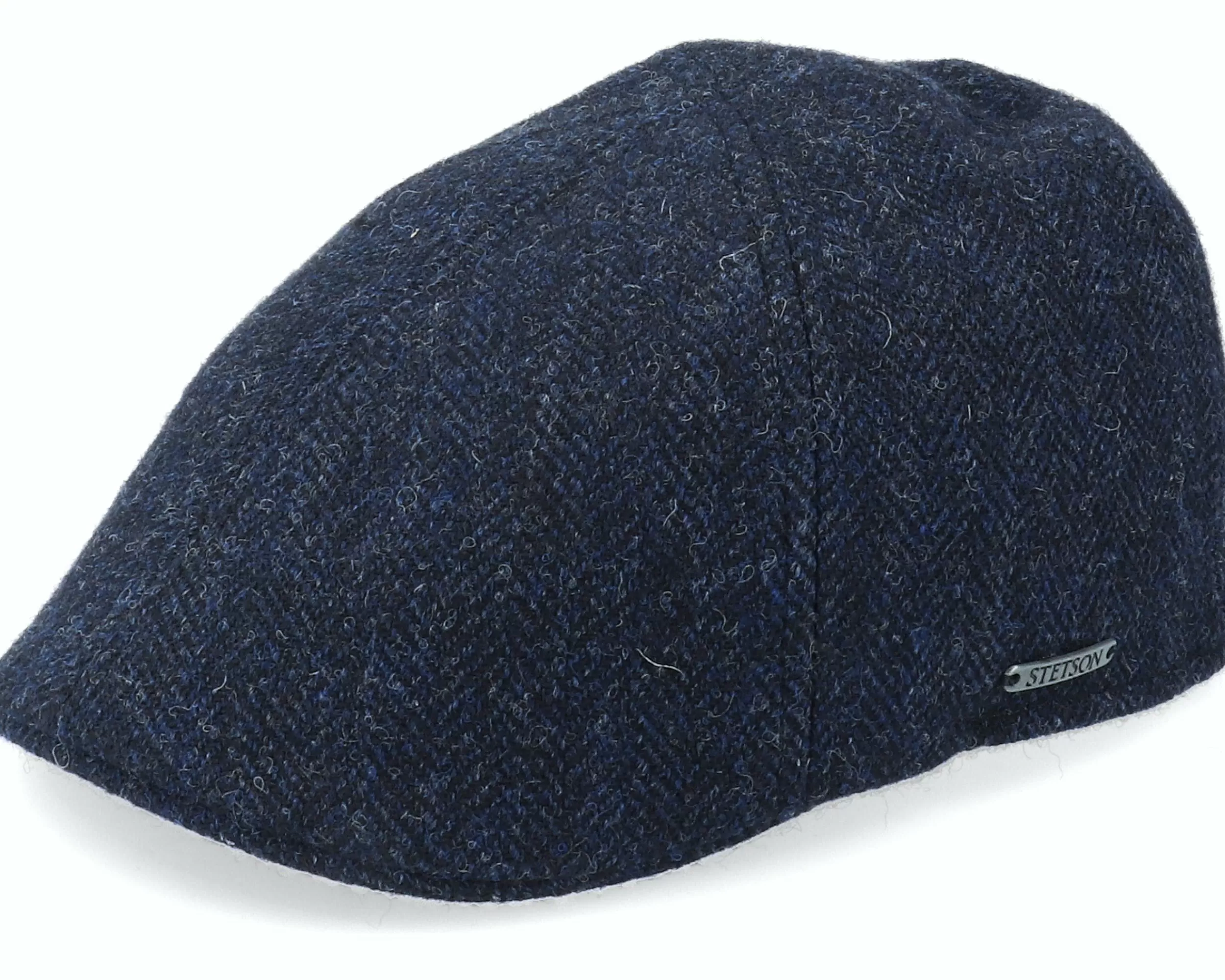 Stetson Texas Wool Herringbone Navy Flat Cap - -Unisex Flat Caps