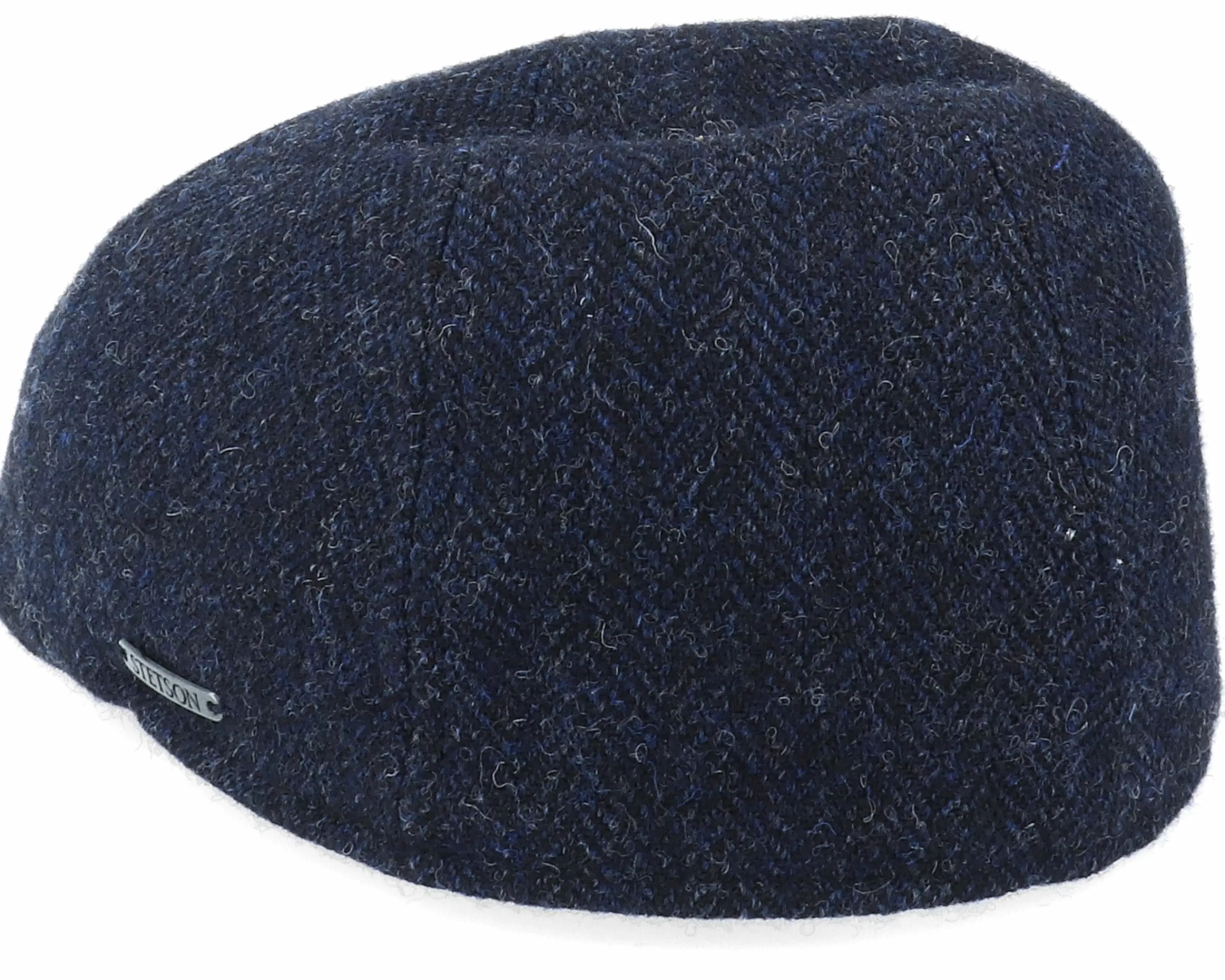 Stetson Texas Wool Herringbone Navy Flat Cap - -Unisex Flat Caps