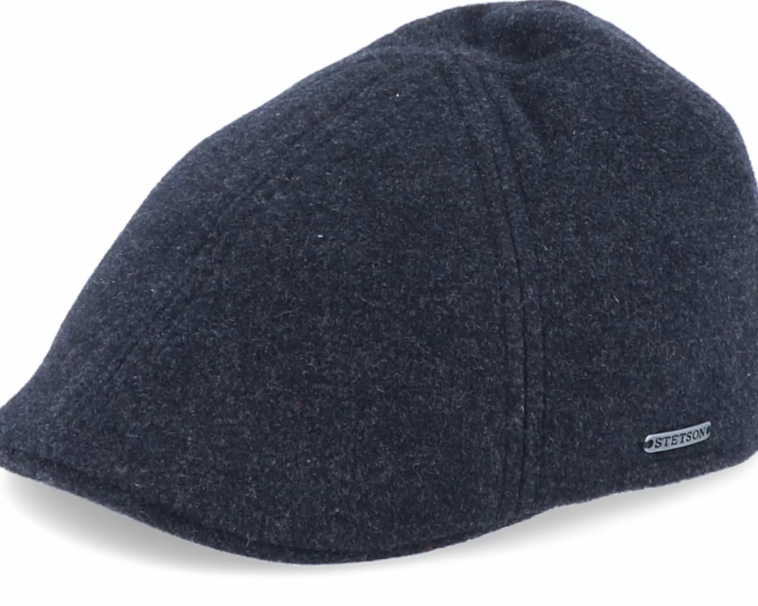 Stetson Texas Wool/Cashmere Ear Flap 2 Black Flat Cap - -Unisex Flat Caps