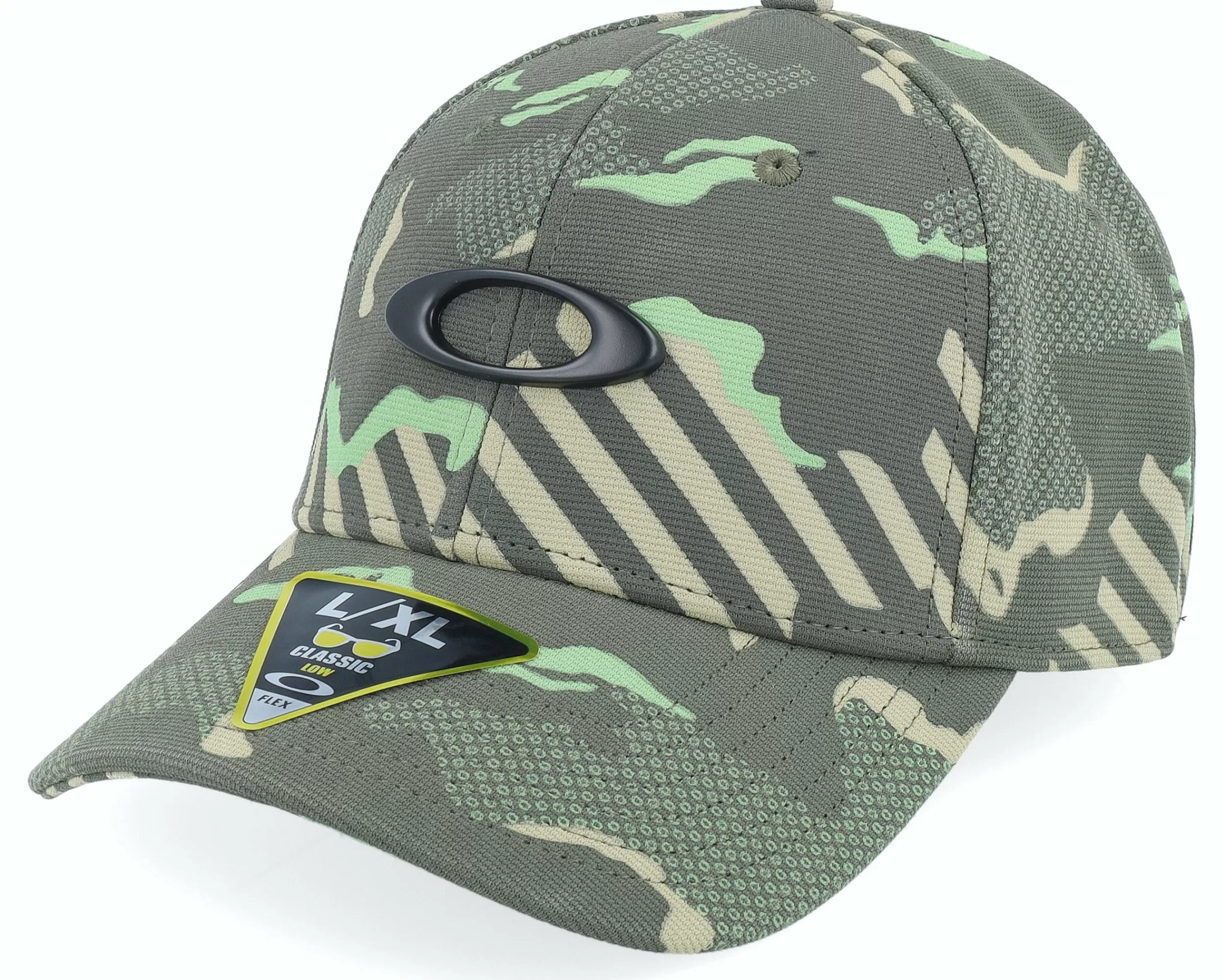 Oakley Tincan Cap Green Stripe/Grip Camo Flexfit - -Unisex Flexfit