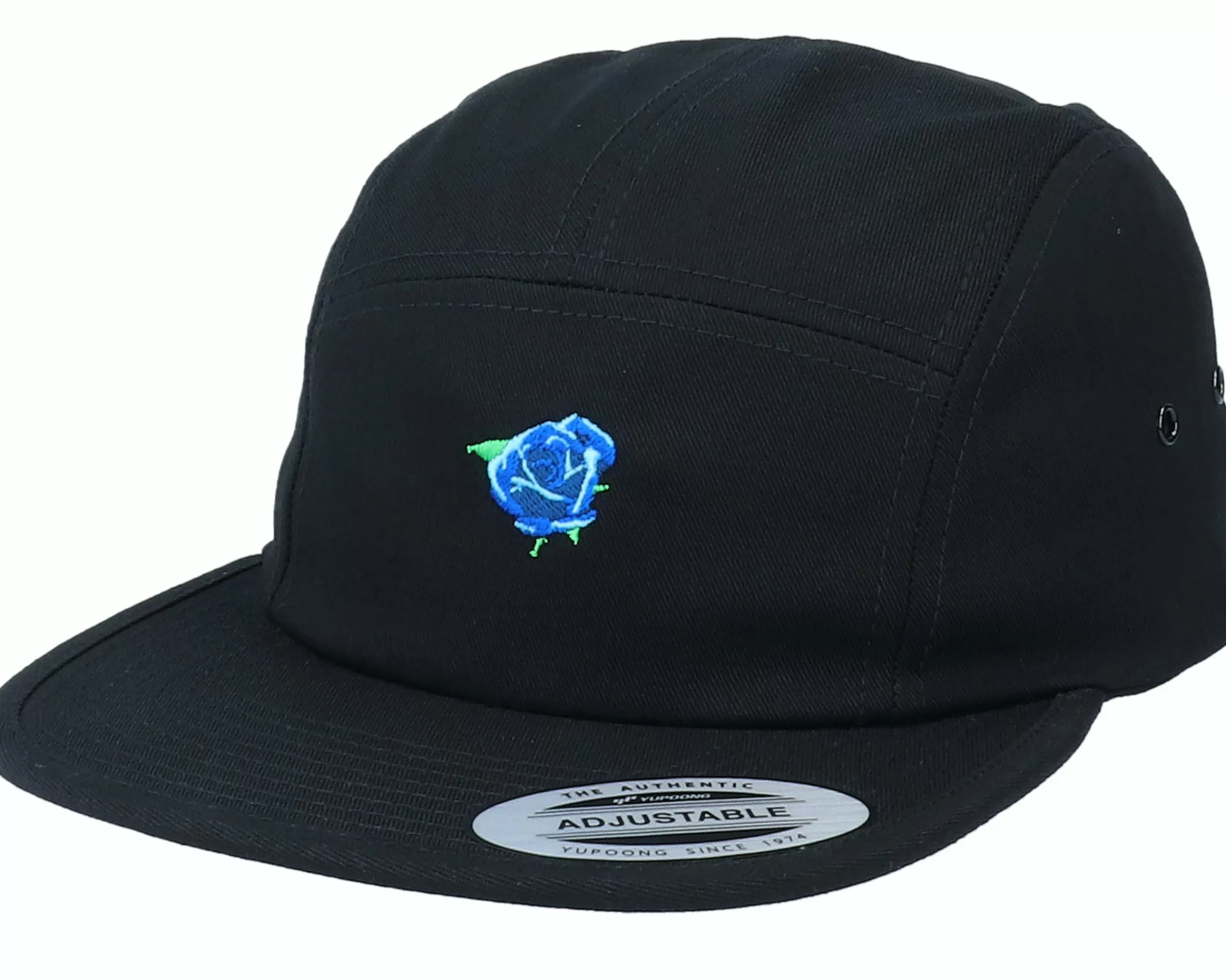 Iconic Tiny Blue Rose Black 5-Panel - -Unisex 5-Panel