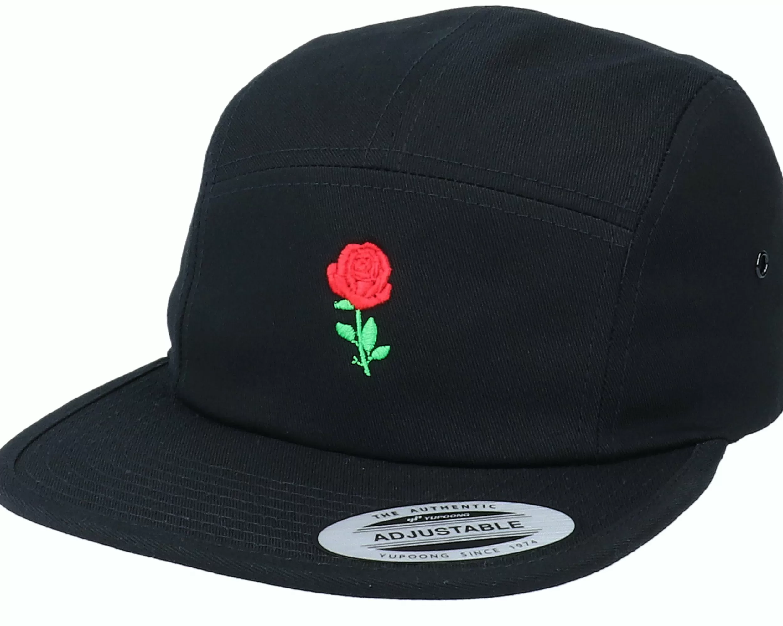 Iconic Tiny Red Rose Black 5-Panel - -Unisex 5-Panel