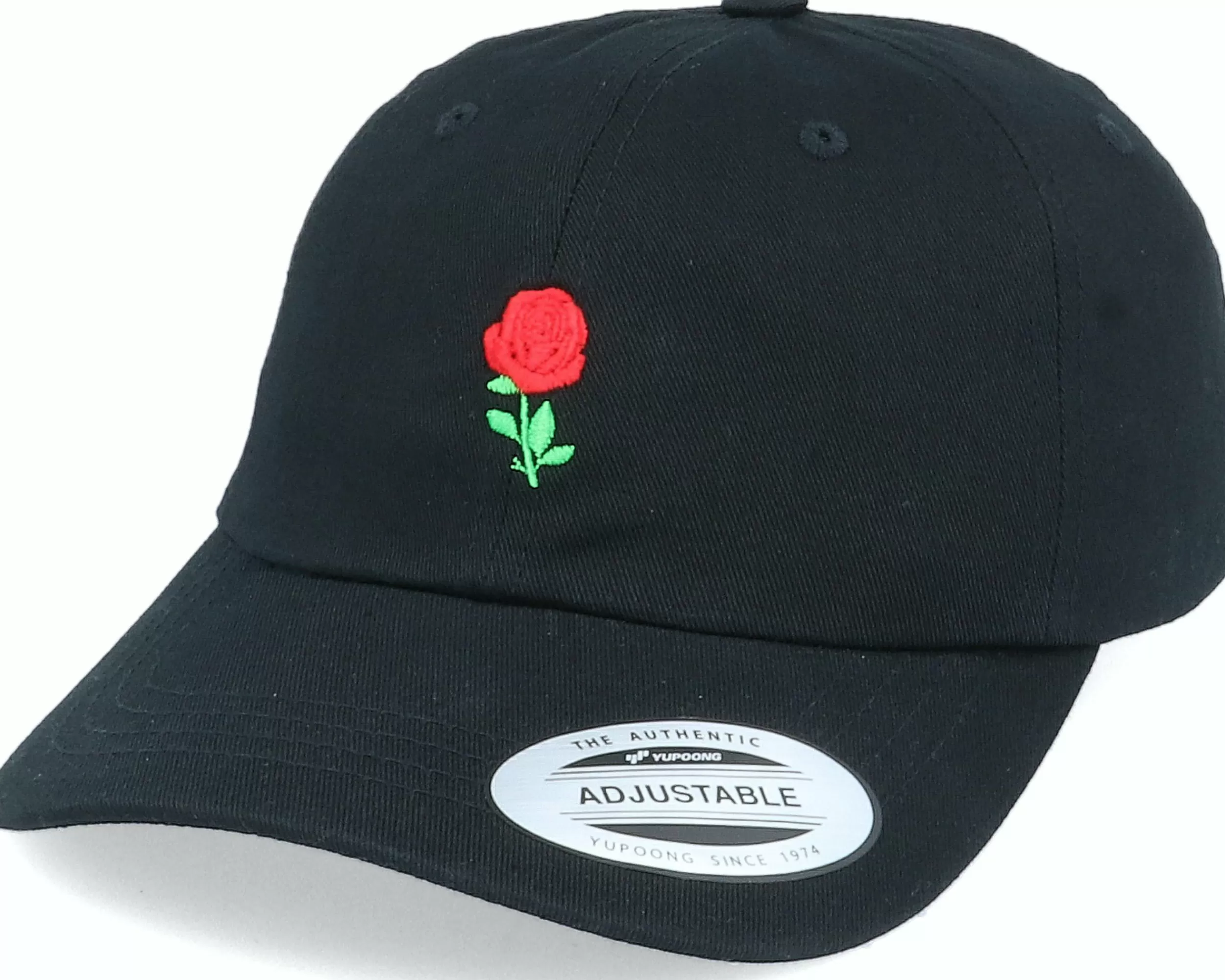 Iconic Tiny Red Rose Black Dad Cap - -Unisex Dad Cap