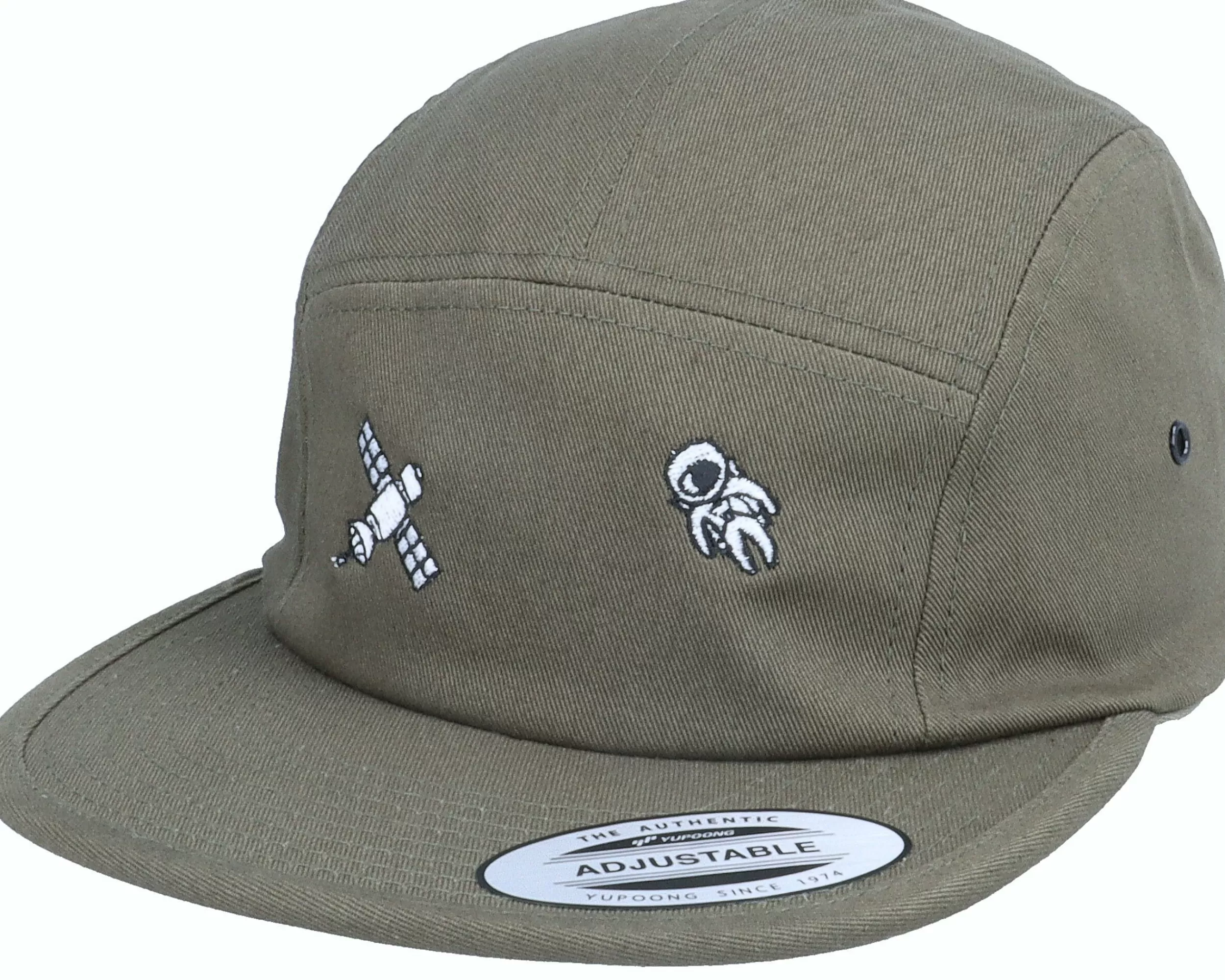 Abducted Tiny Satellite Astronaut Scenery Olive 5-Panel - -Unisex 5-Panel