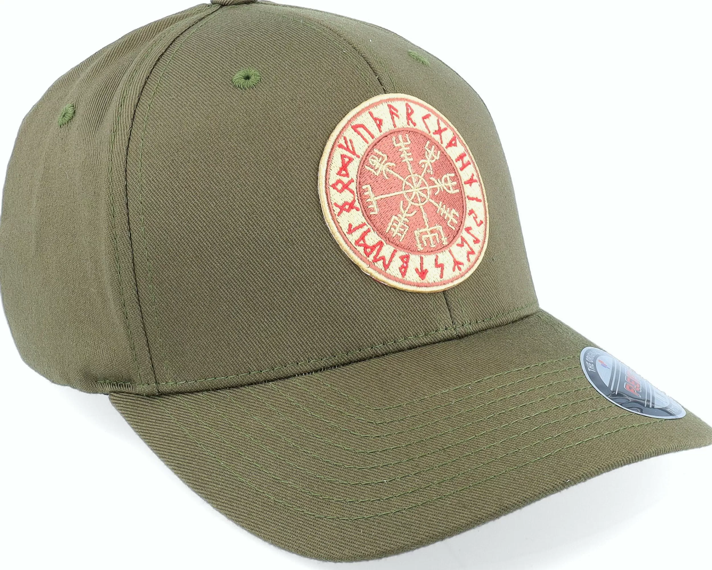 Vikings Vegvisir Rungalder Patch Olive Green Flexfit - -Unisex Flexfit