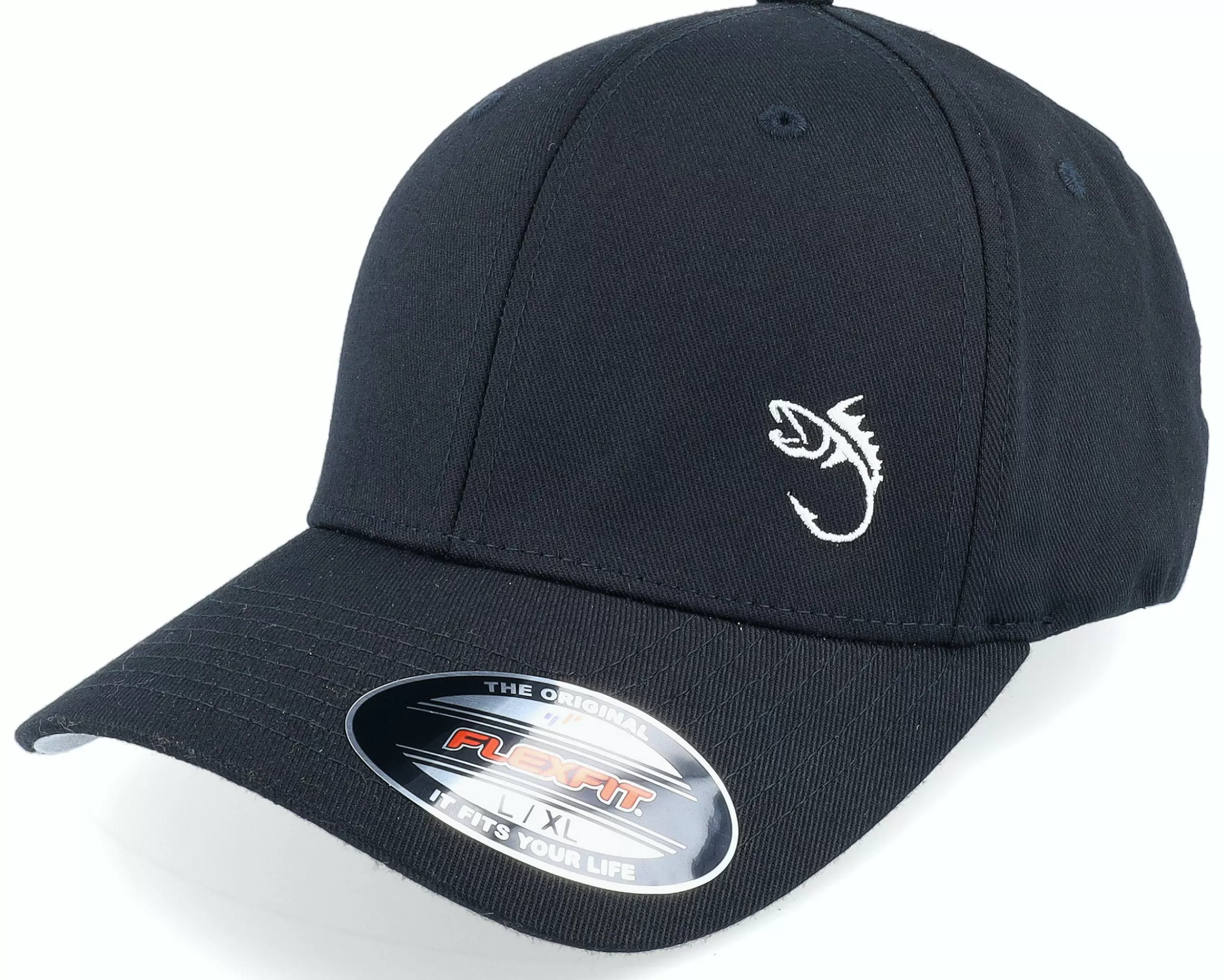 Skillfish White Fish Hook Logo Black Flexfit - -Unisex Flexfit