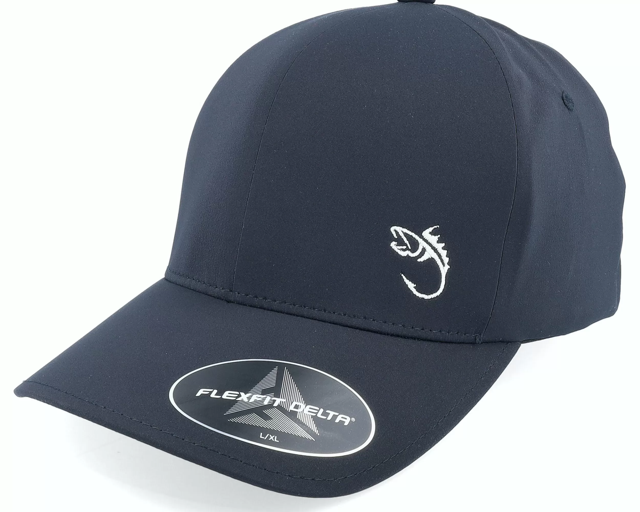 Skillfish White Fish Hook Logo Delta Fit Black Flexfit - -Unisex Flexfit