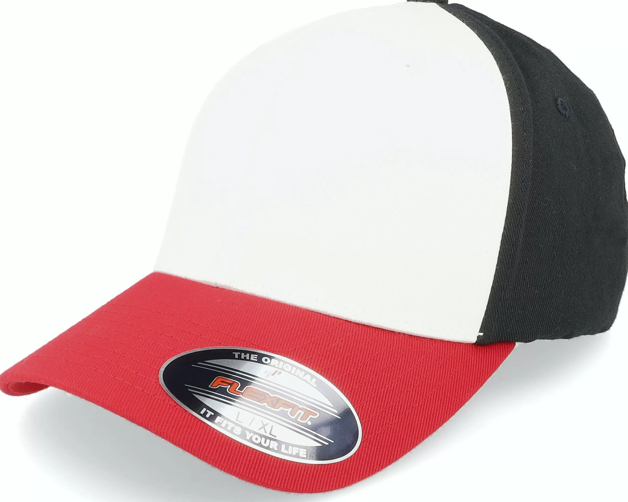 Flexfit White/Red/Black 3-Tone - -Unisex Flexfit