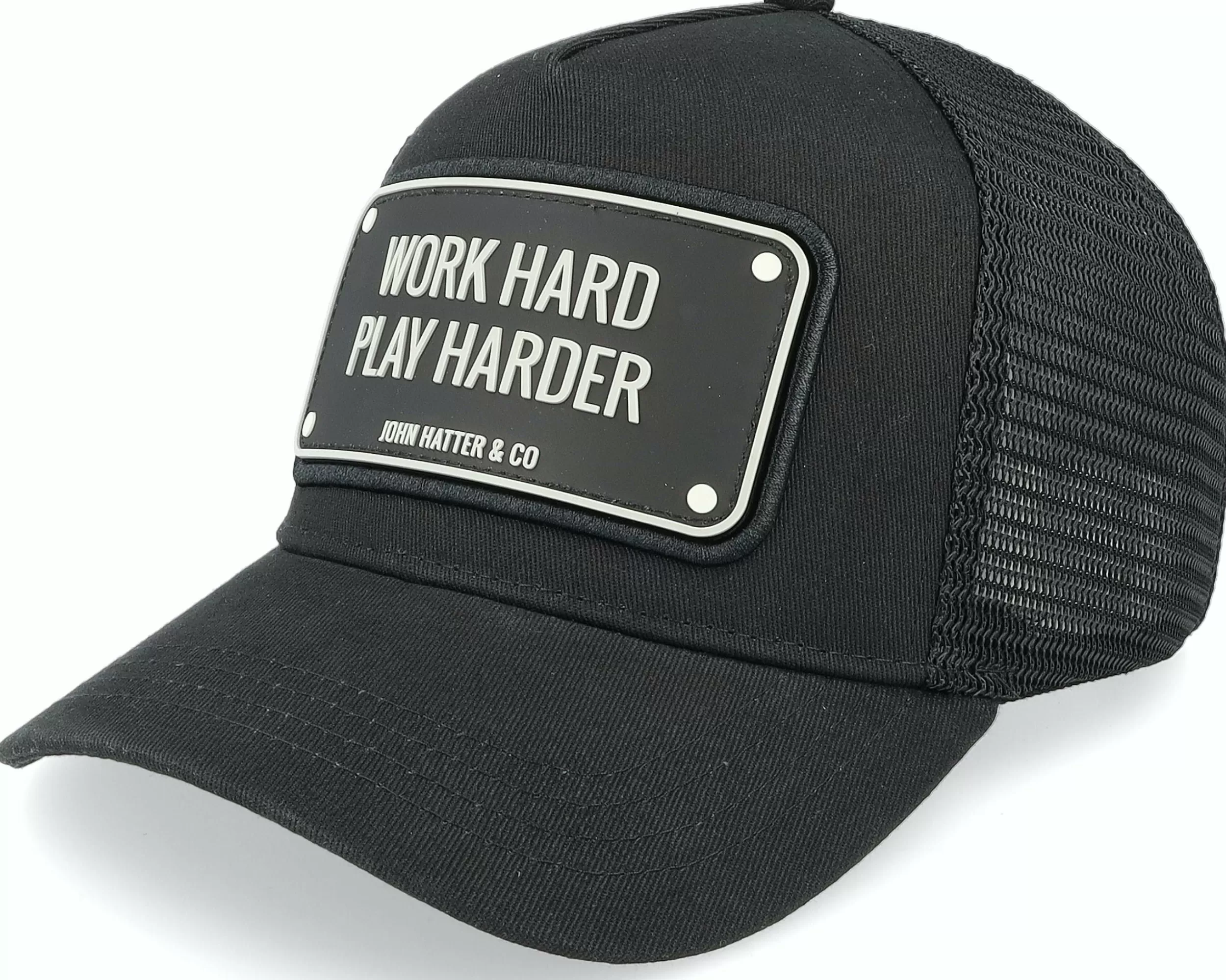 John Hatter & Co Work Hard Black Trucker - -Unisex Trucker